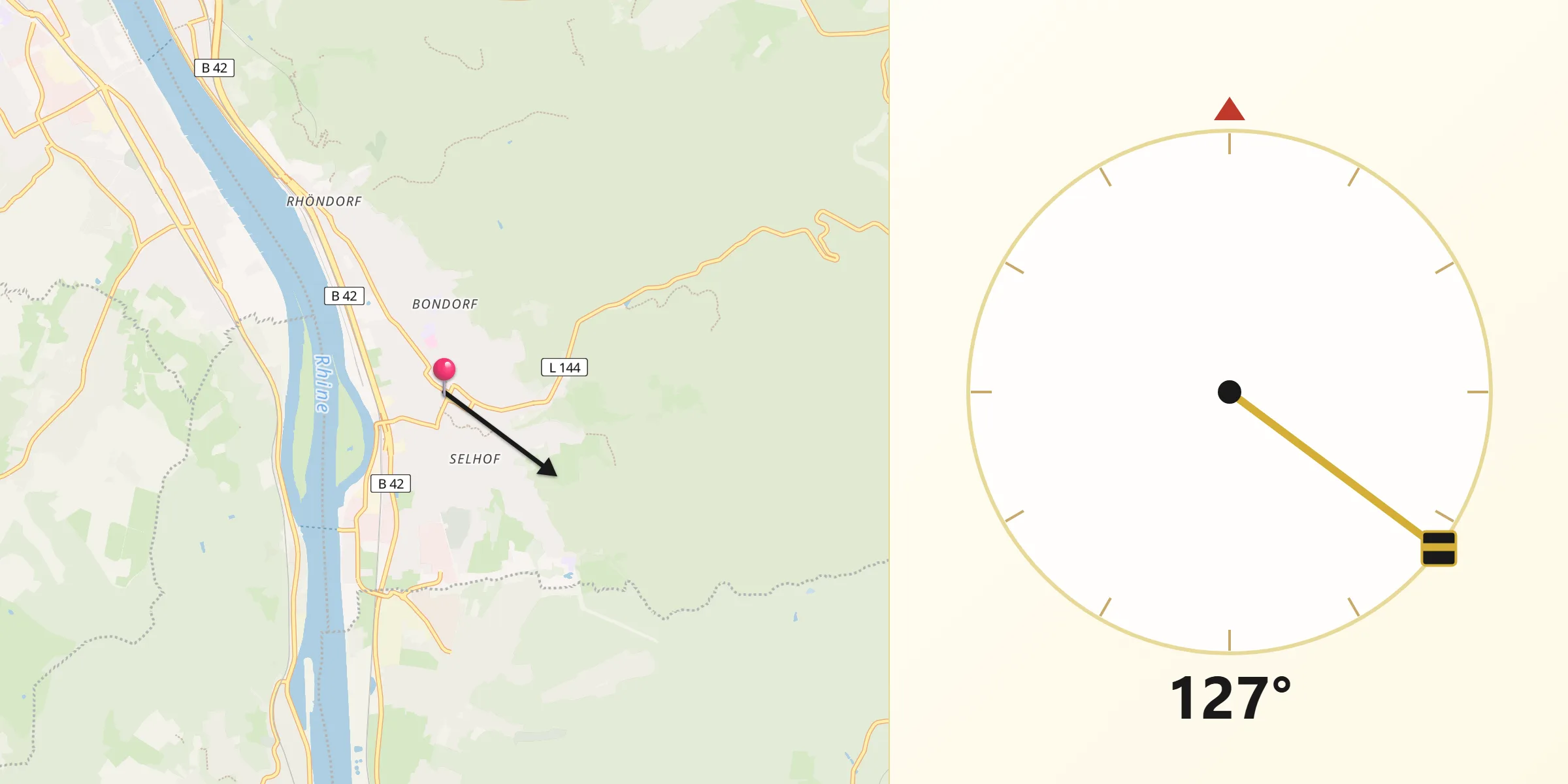 Qibla-Richtung von Bad Honnef