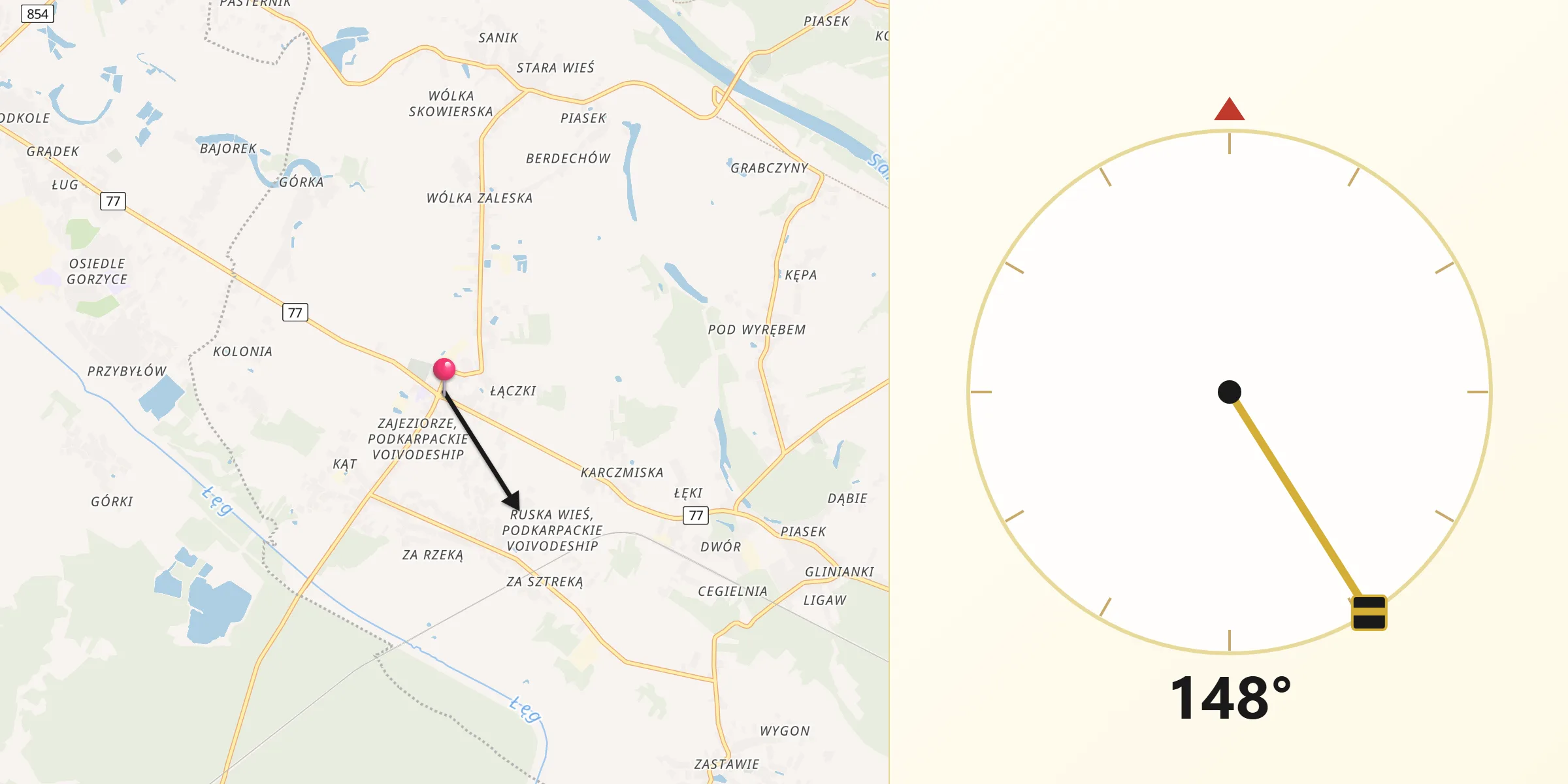 Kierunek Qibla z Zaleszany