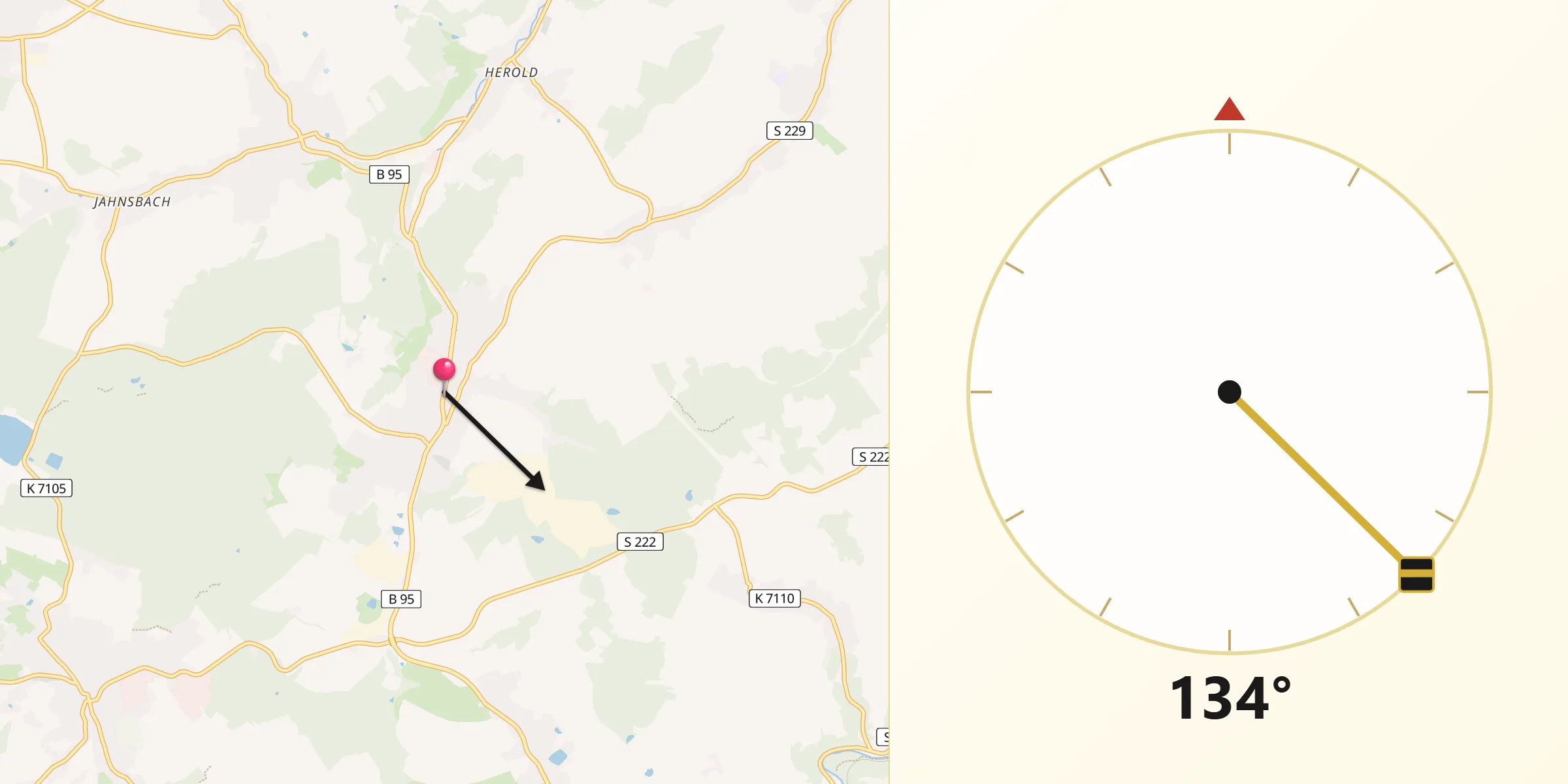 Qibla-Richtung von Ehrenfriedersdorf