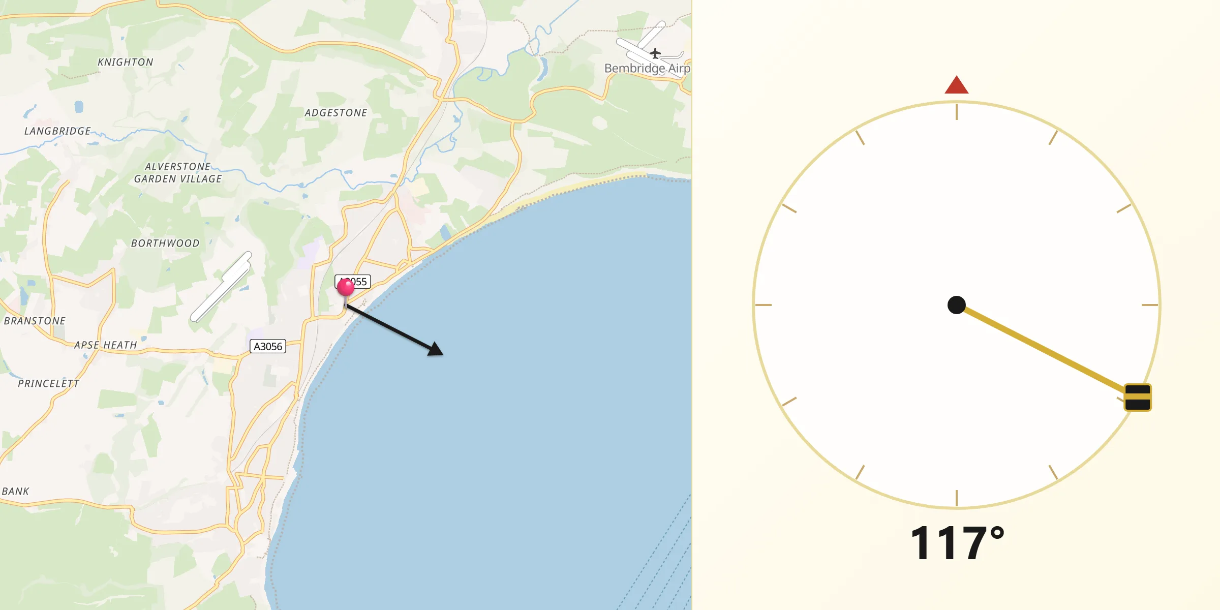 Qibla Direction from Sandown