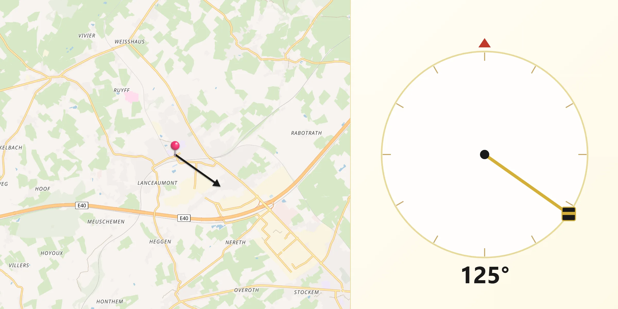 Qibla Richting vanaf Welkenraedt