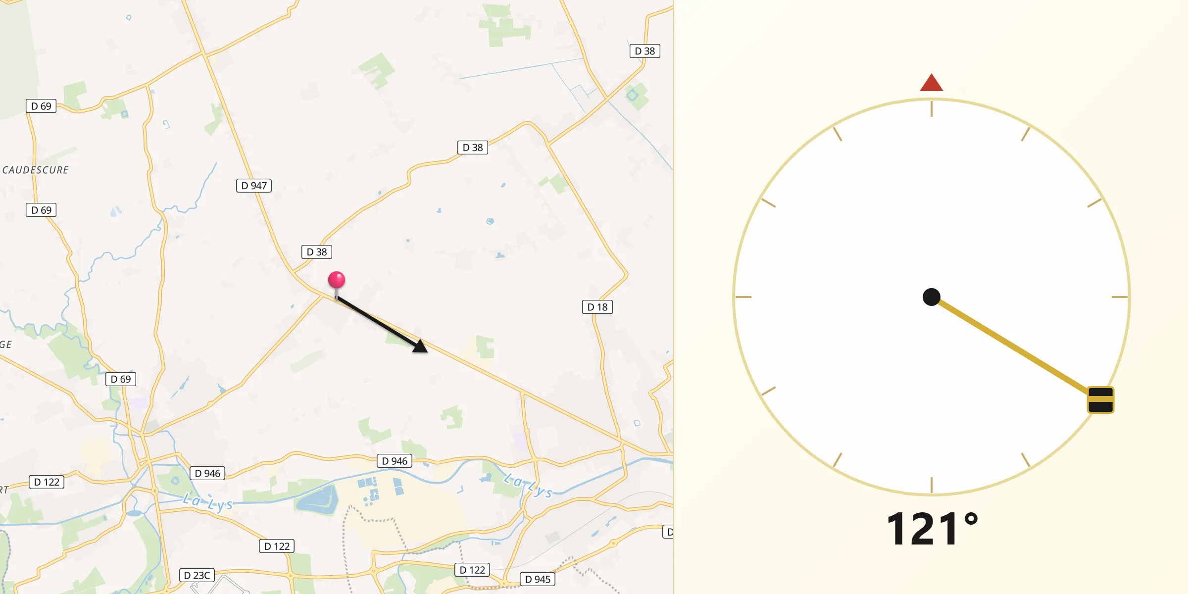 Direction vers la Qibla depuis Neuf-Berquin