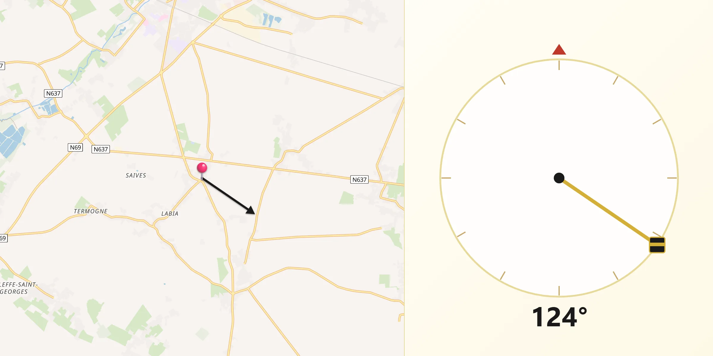 Direction vers la Qibla depuis Faimes