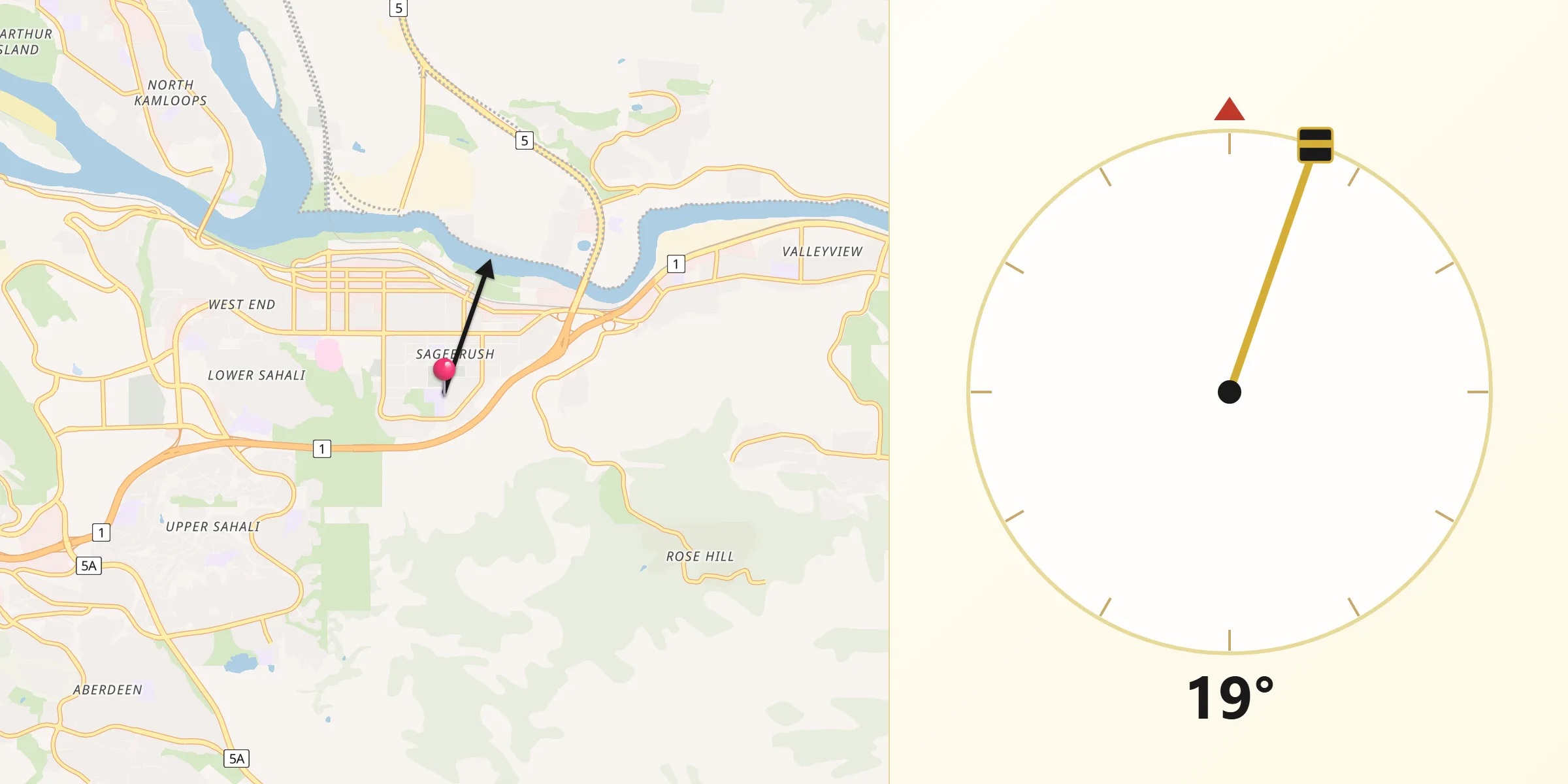 Qibla Direction from Kamloops