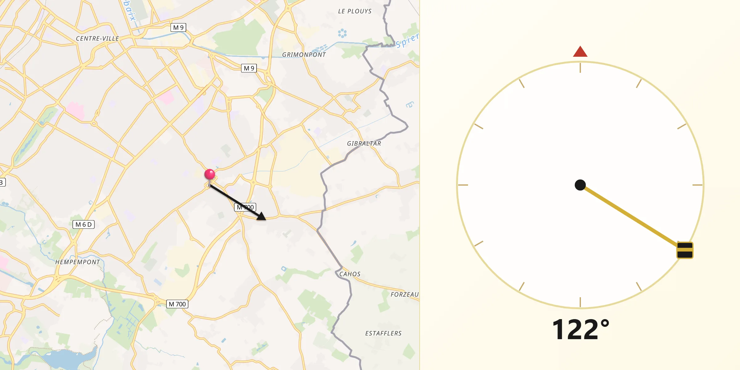 Direction vers la Qibla depuis Lannoy
