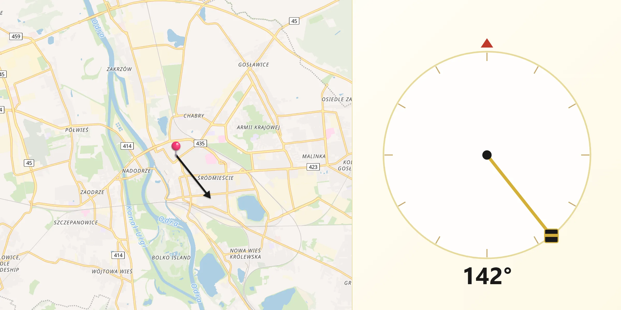 Kierunek Qibla z Opole