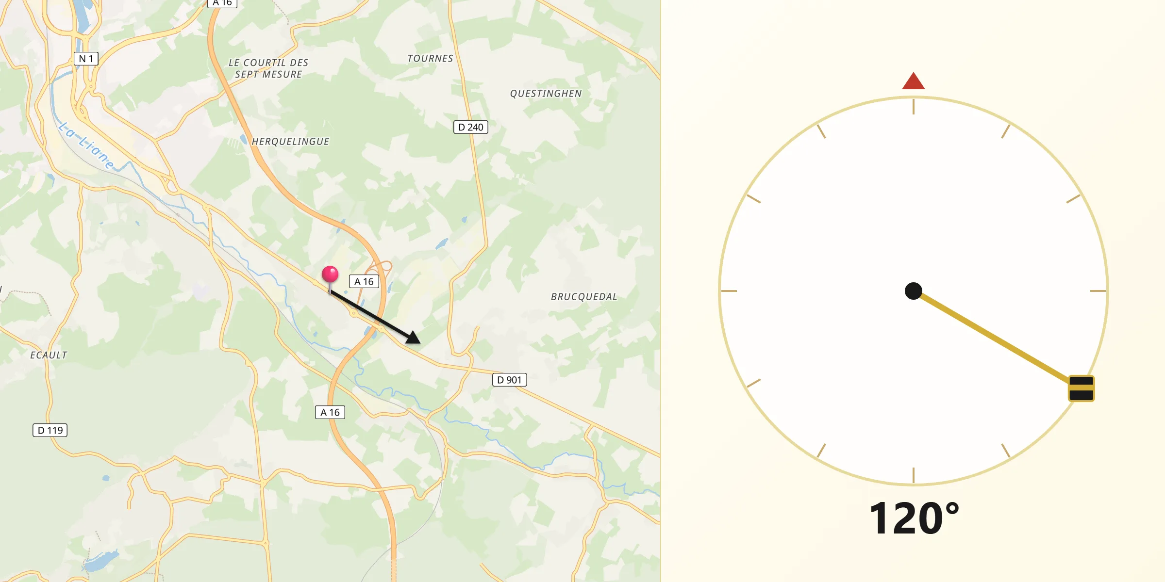 Direction vers la Qibla depuis Isques