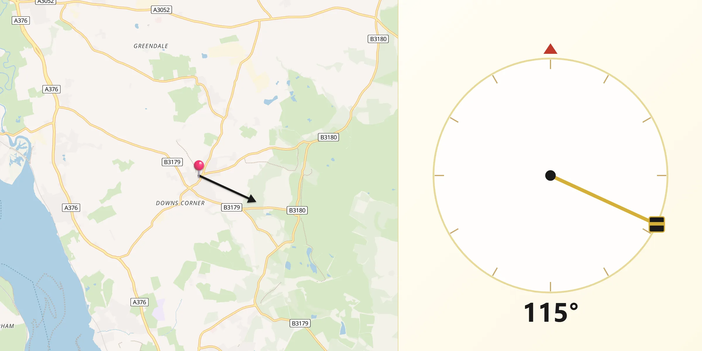 Qibla Direction from Woodbury