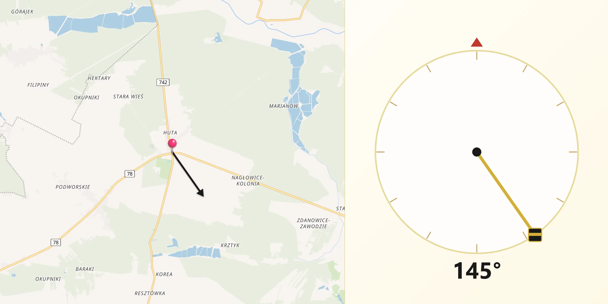 Kierunek Qibla z Nagłowice