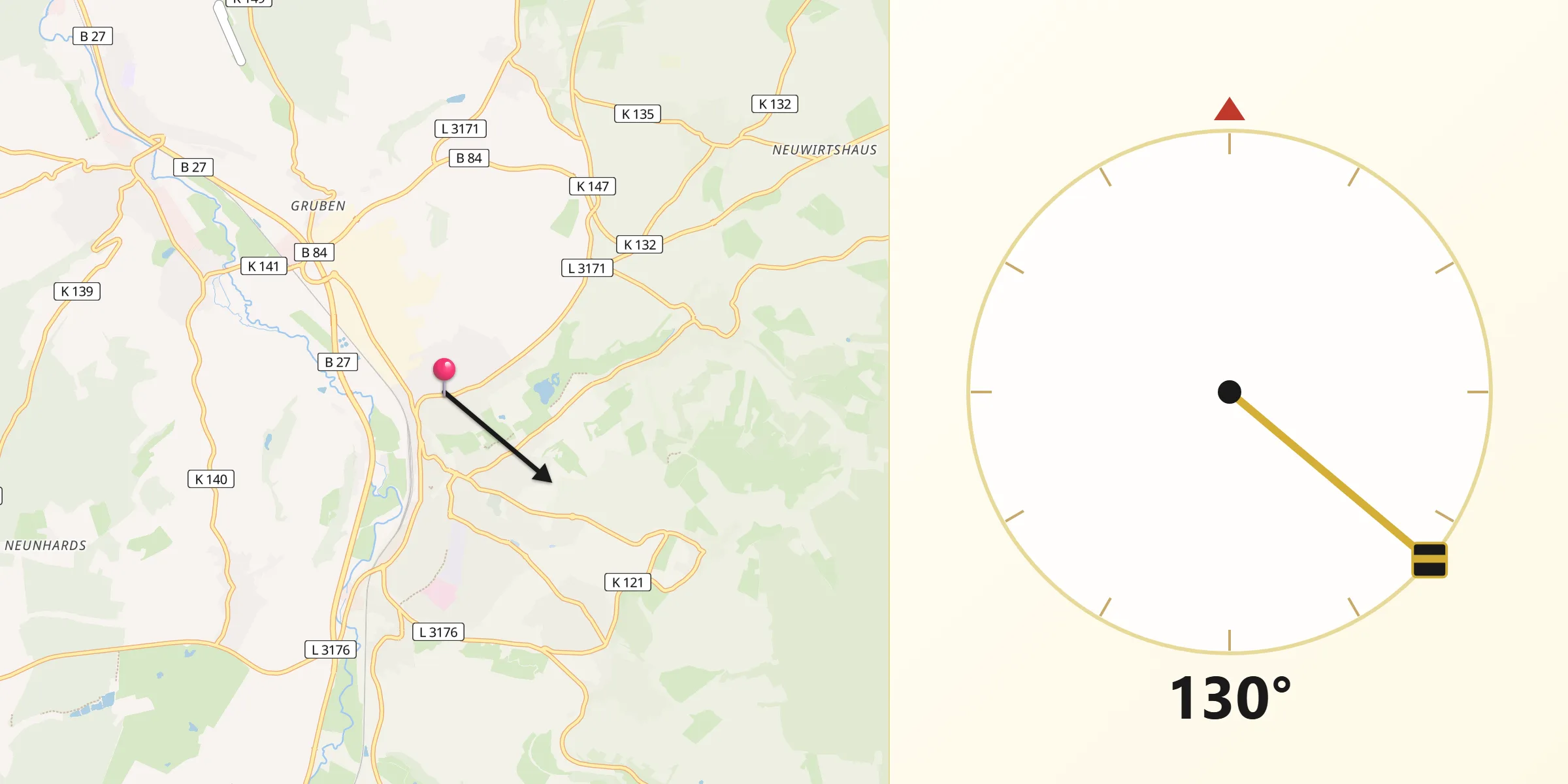 Qibla-Richtung von Hünfeld