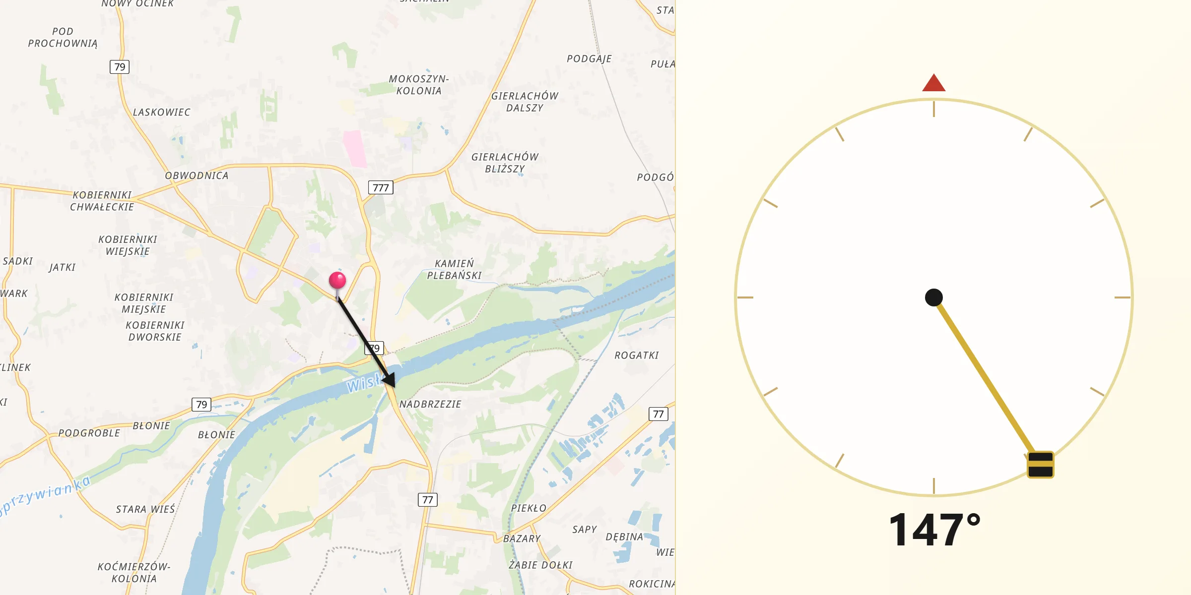 Kierunek Qibla z Sandomierz