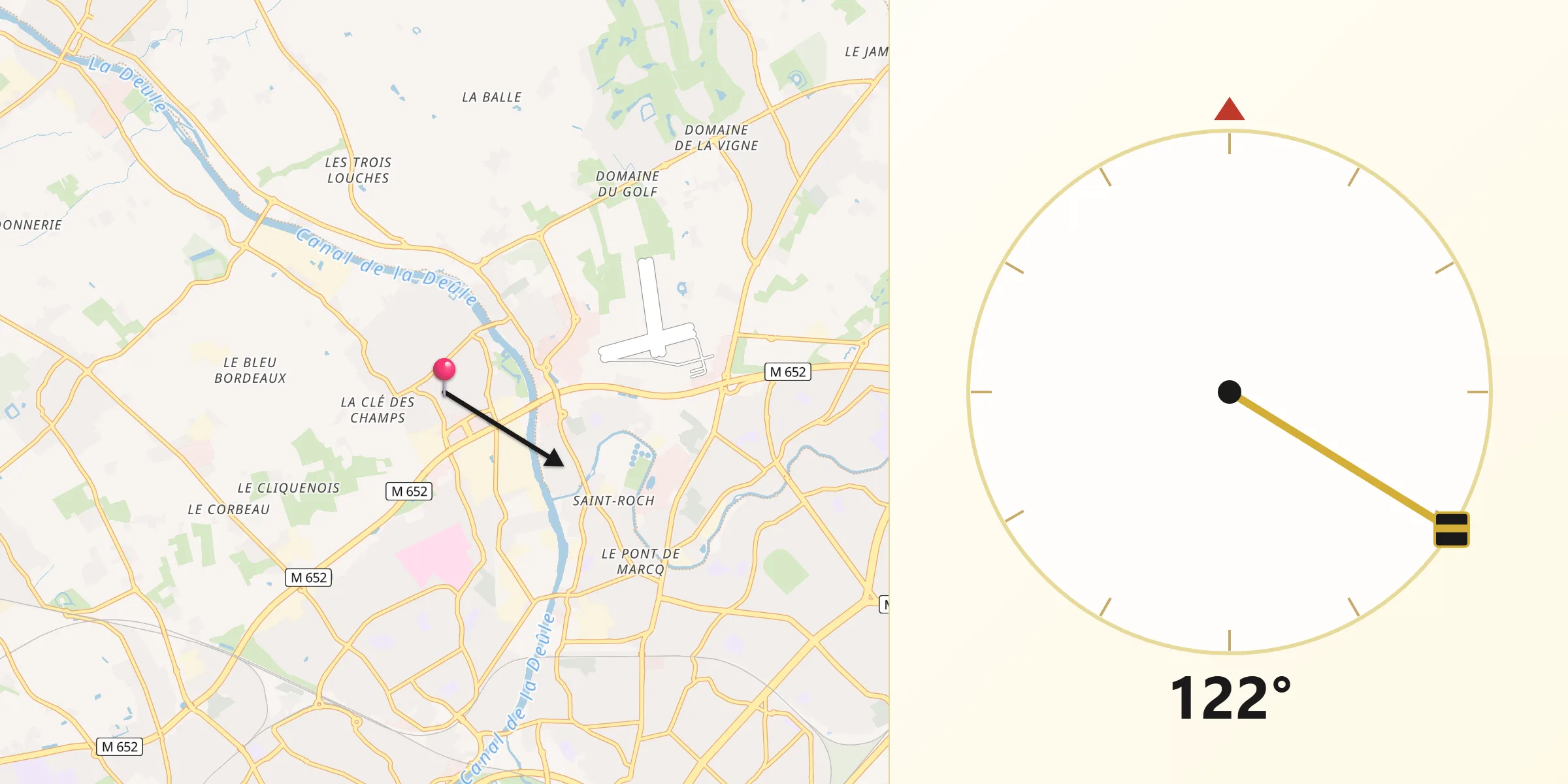 Direction vers la Qibla depuis Wambrechies