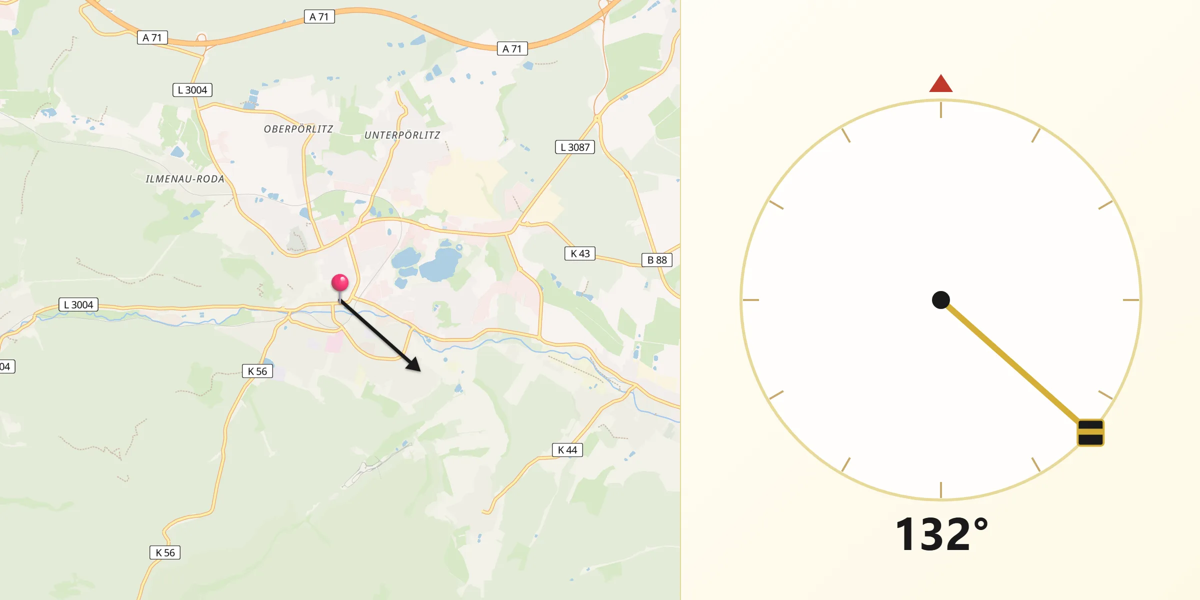 Qibla-Richtung von Ilmenau