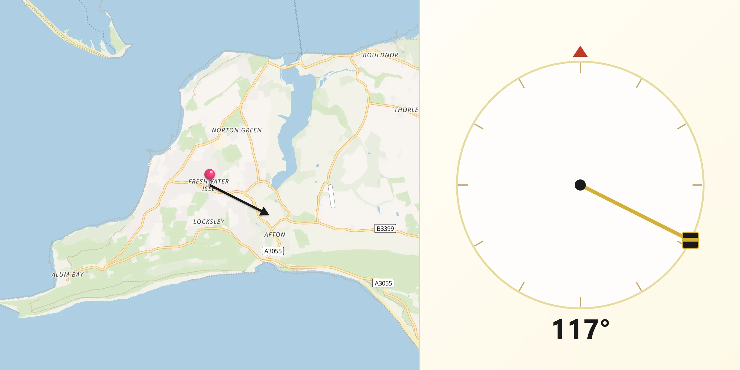 Qibla Direction from Freshwater