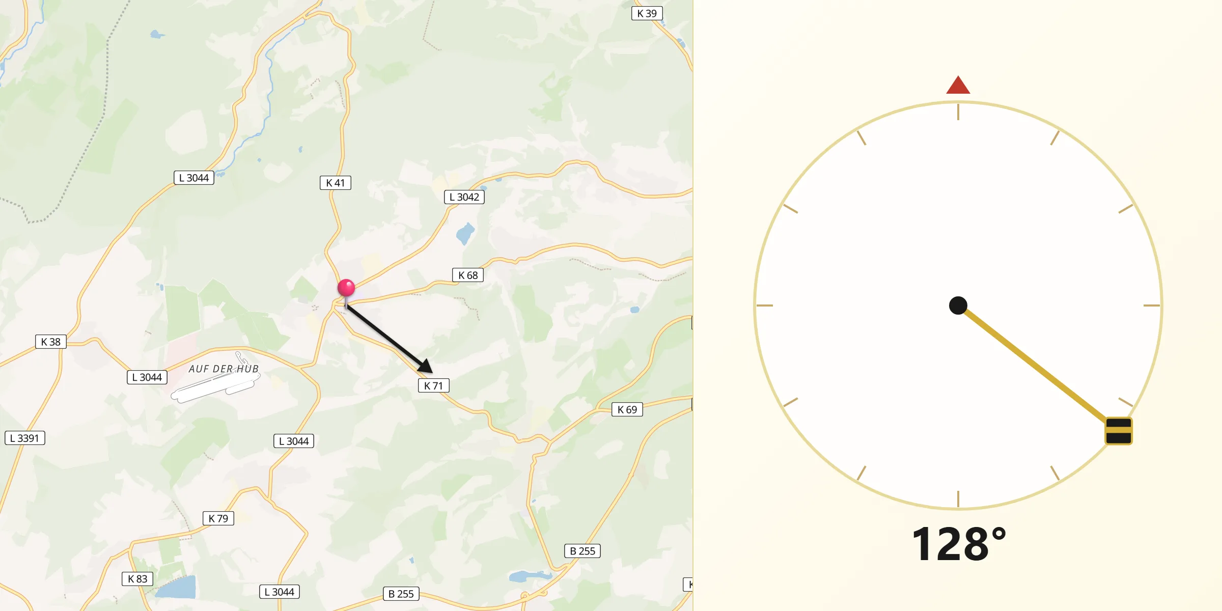 Qibla-Richtung von Breitscheid