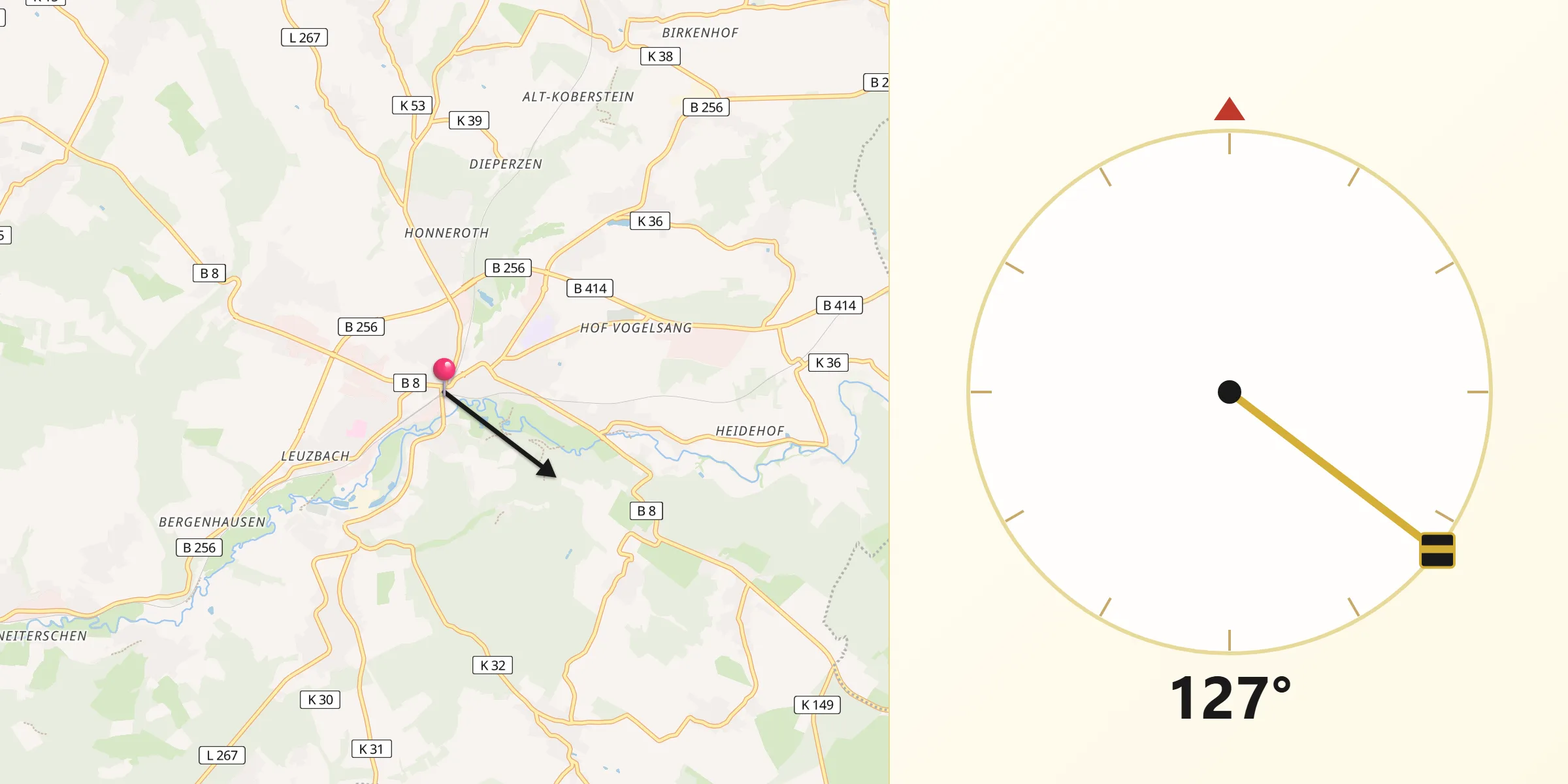 Qibla-Richtung von Altenkirchen