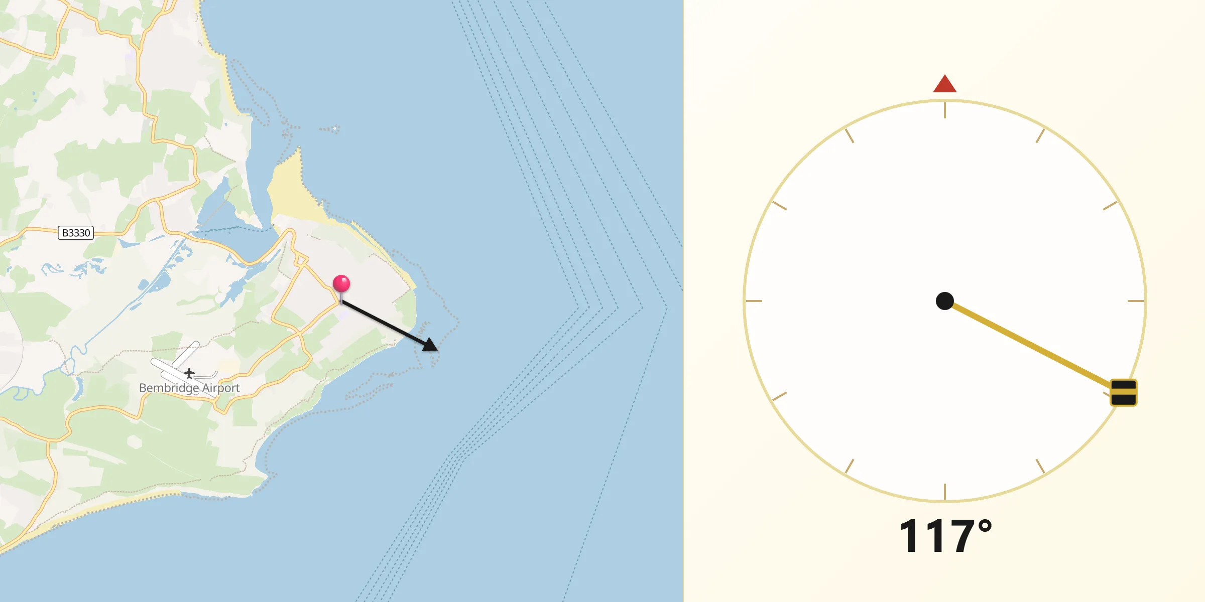 Qibla Direction from Bembridge