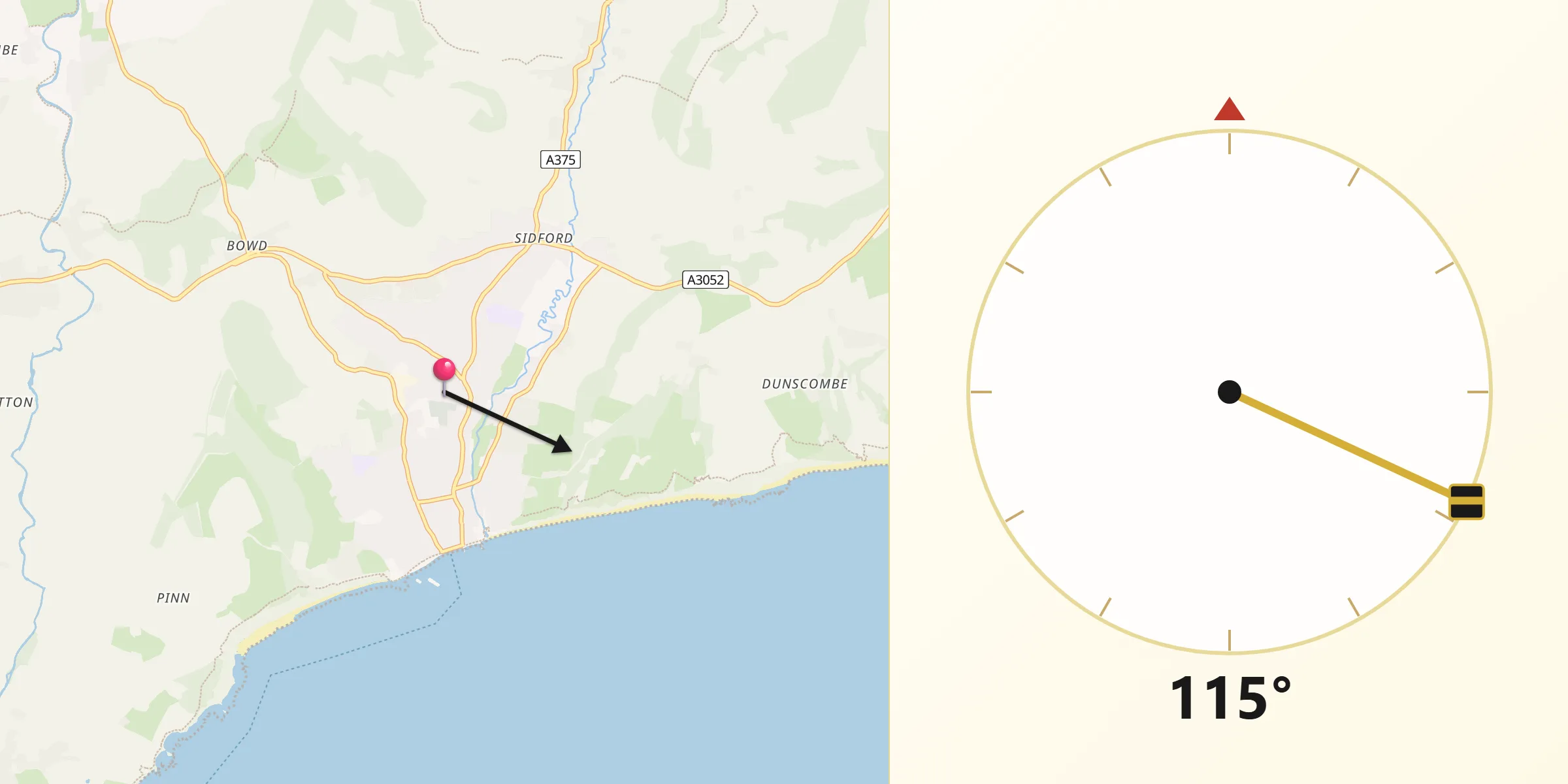 Qibla Direction from Sidmouth