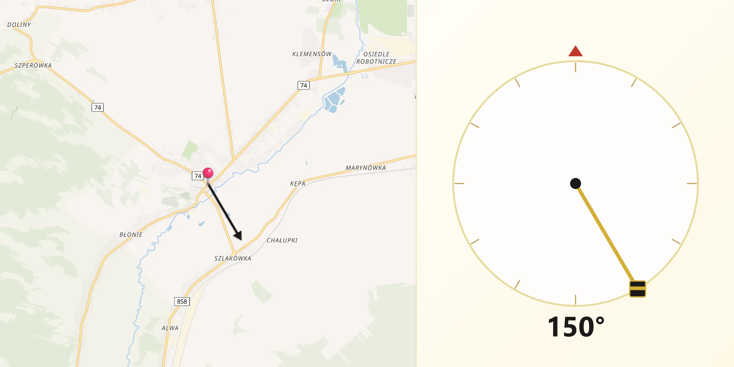 Kierunek Qibla z Szczebrzeszyn