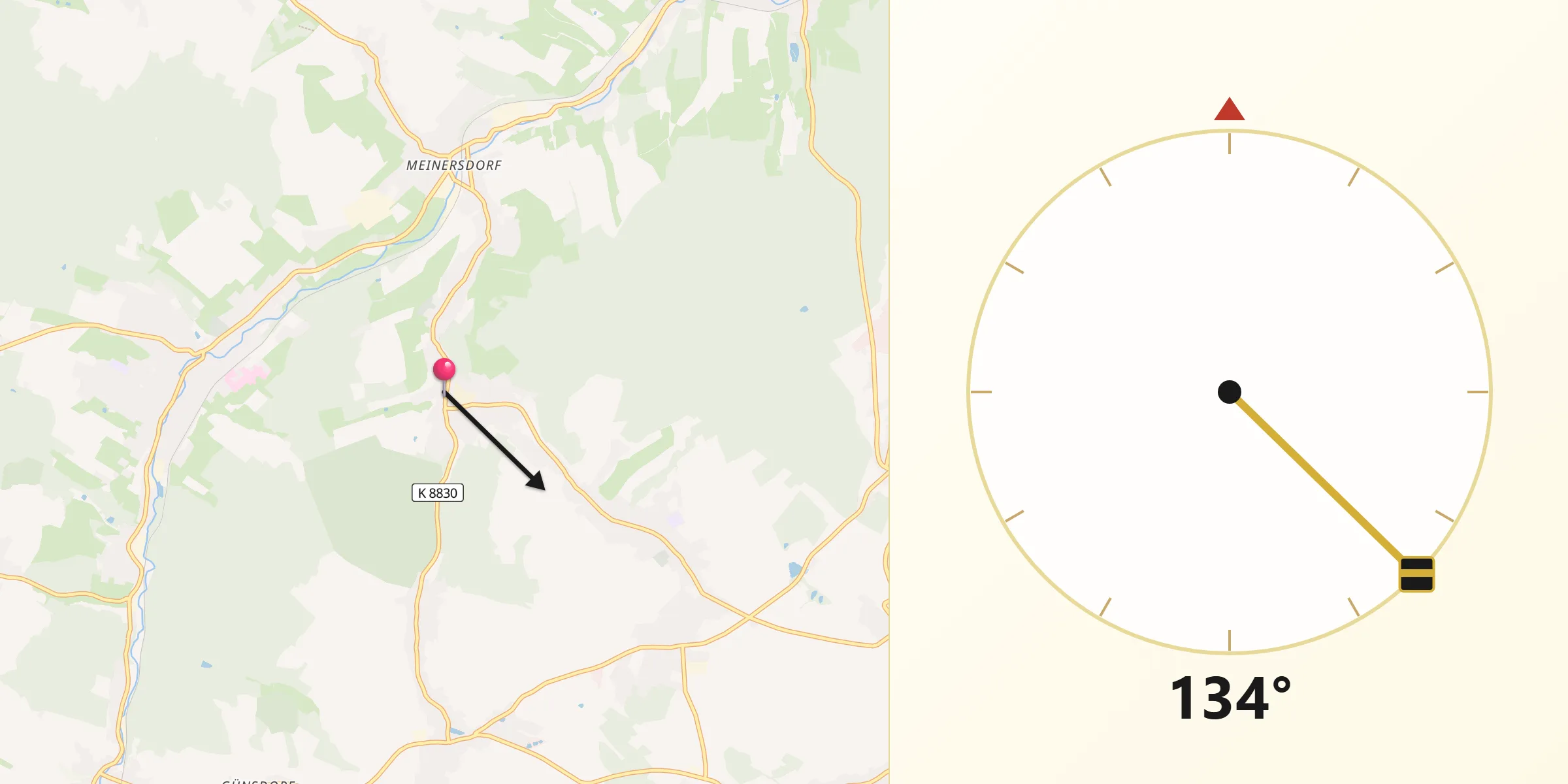 Qibla-Richtung von Gornsdorf