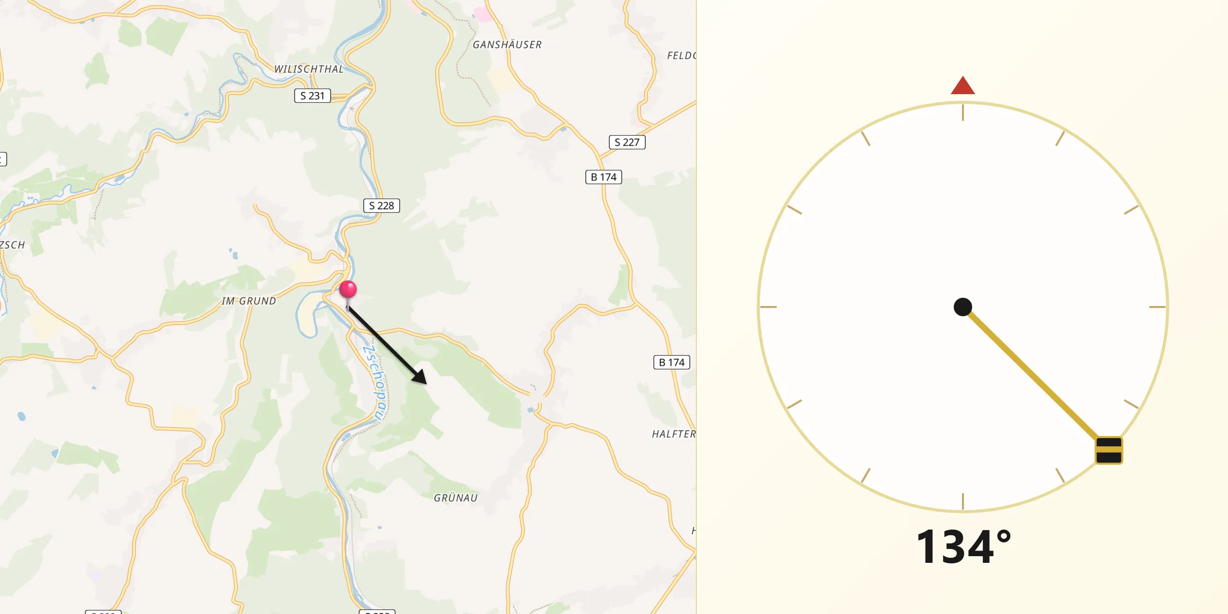 Qibla-Richtung von Scharfenstein
