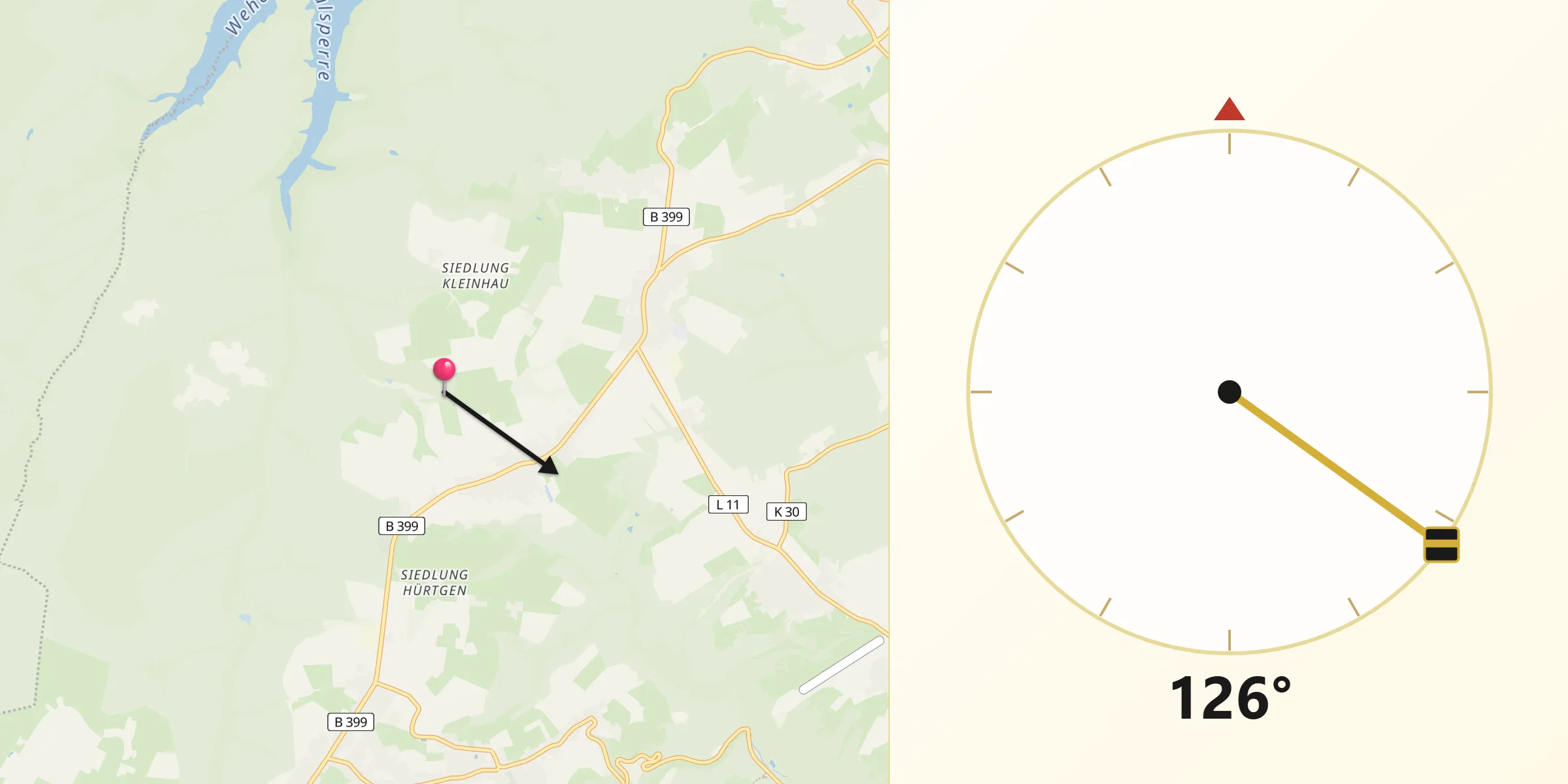 Qibla-Richtung von Hürtgenwald