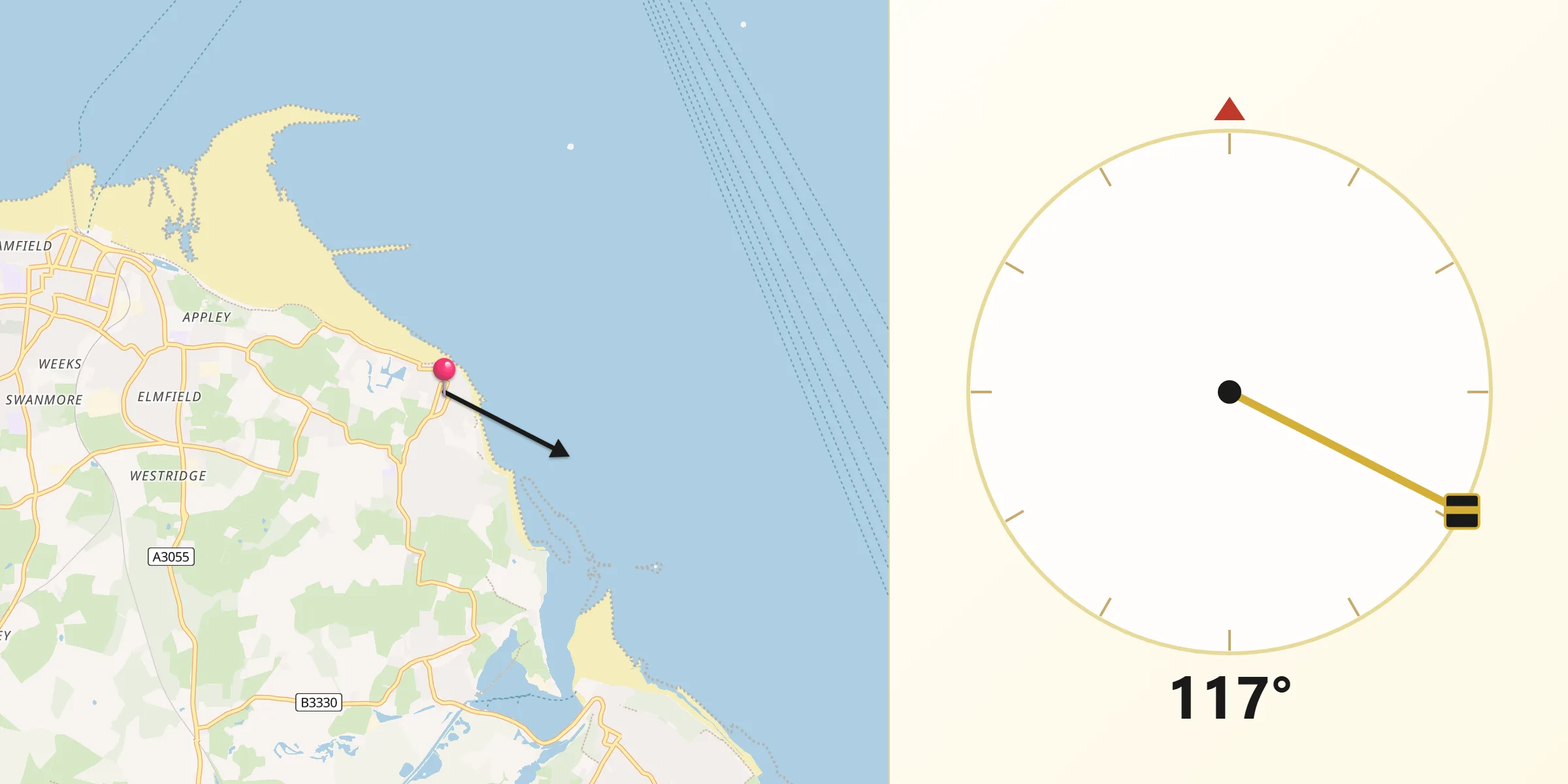 Qibla Direction from Seaview