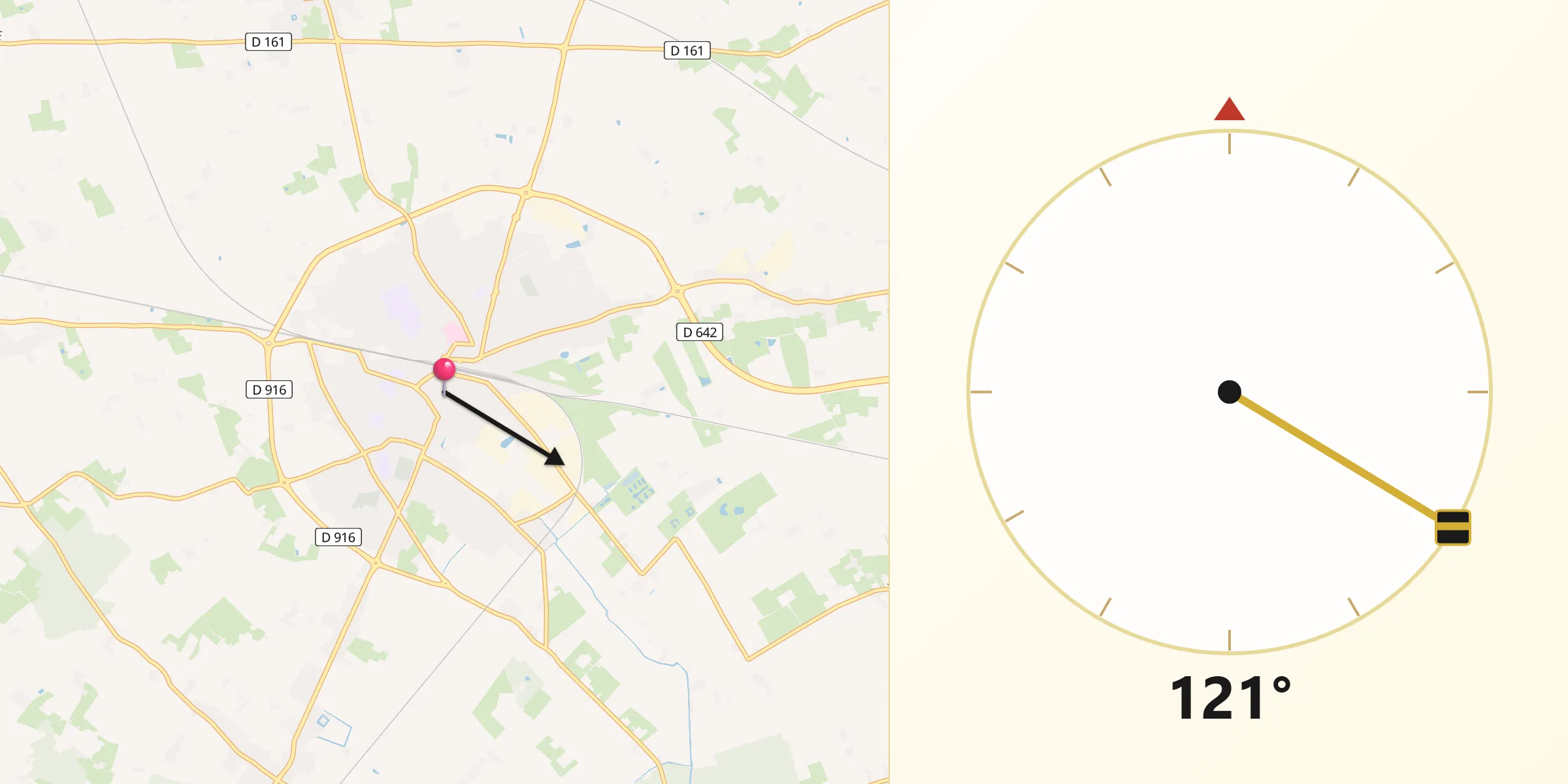 Direction vers la Qibla depuis Hazebrouck