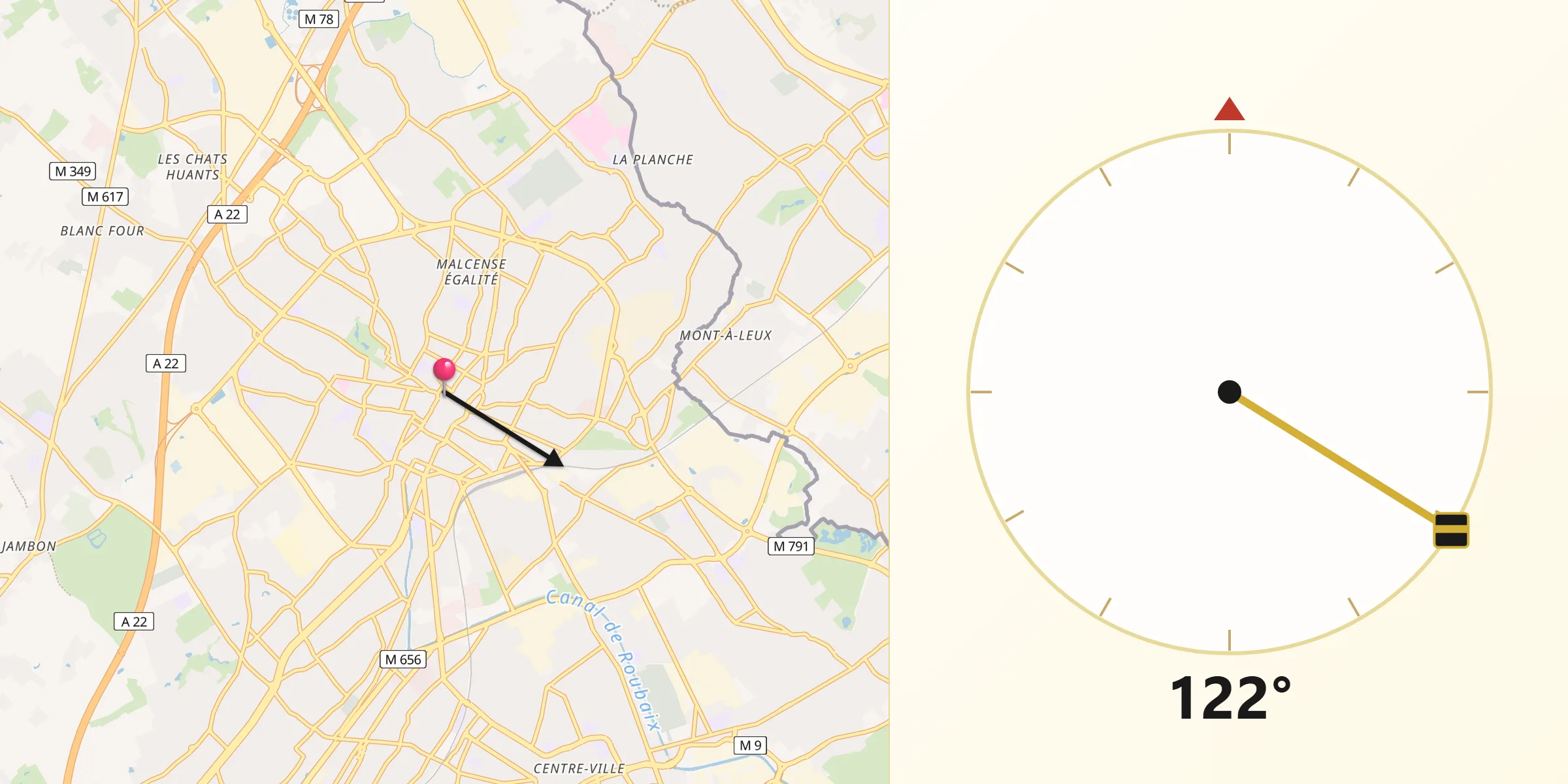Tourcoing şehrinden Kıble Yönü