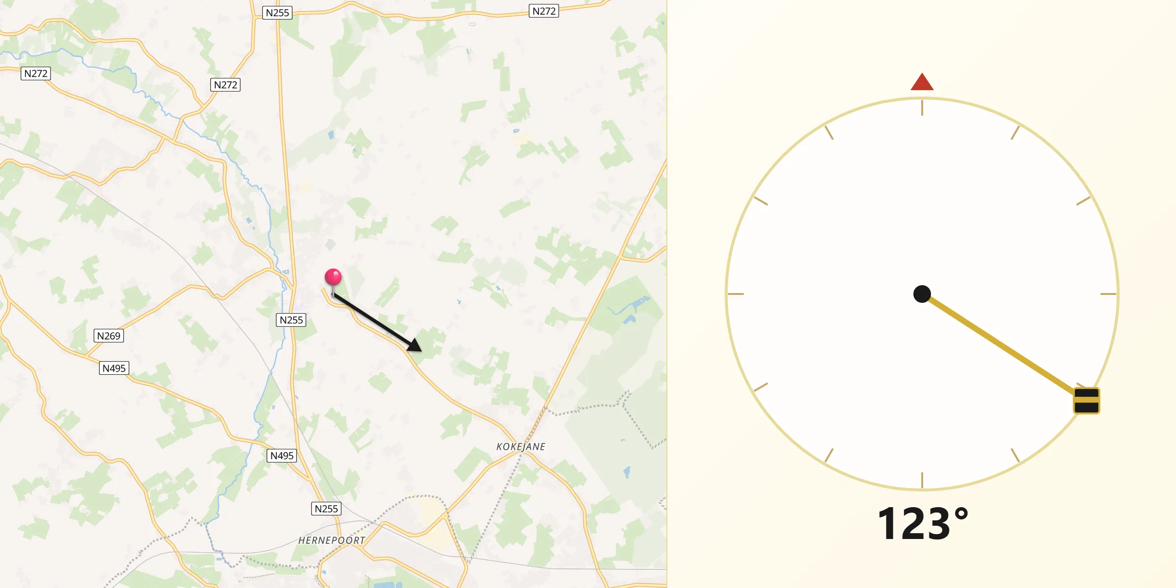 Direction vers la Qibla depuis Herne