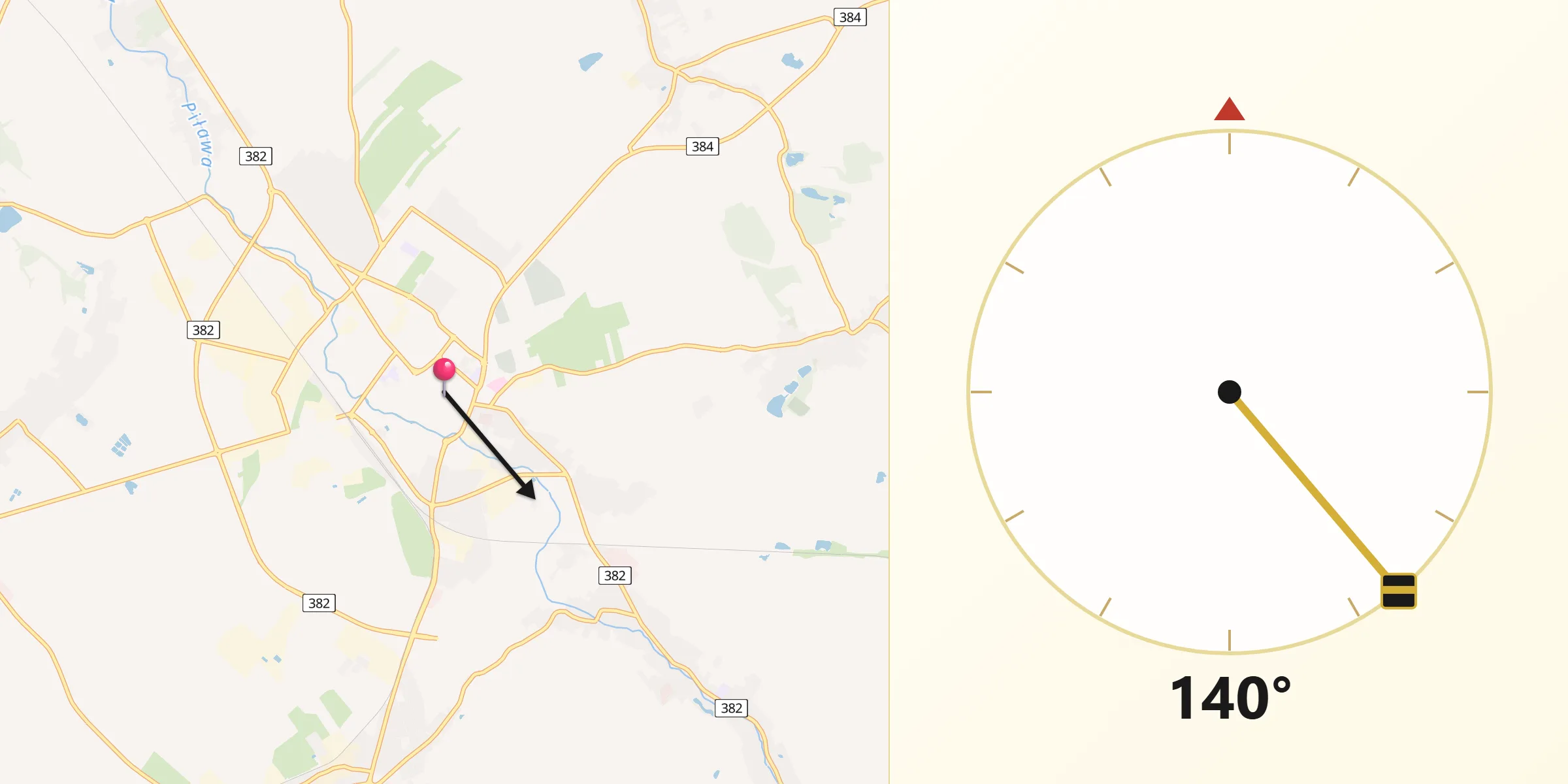 Kierunek Qibla z Dzierżoniów
