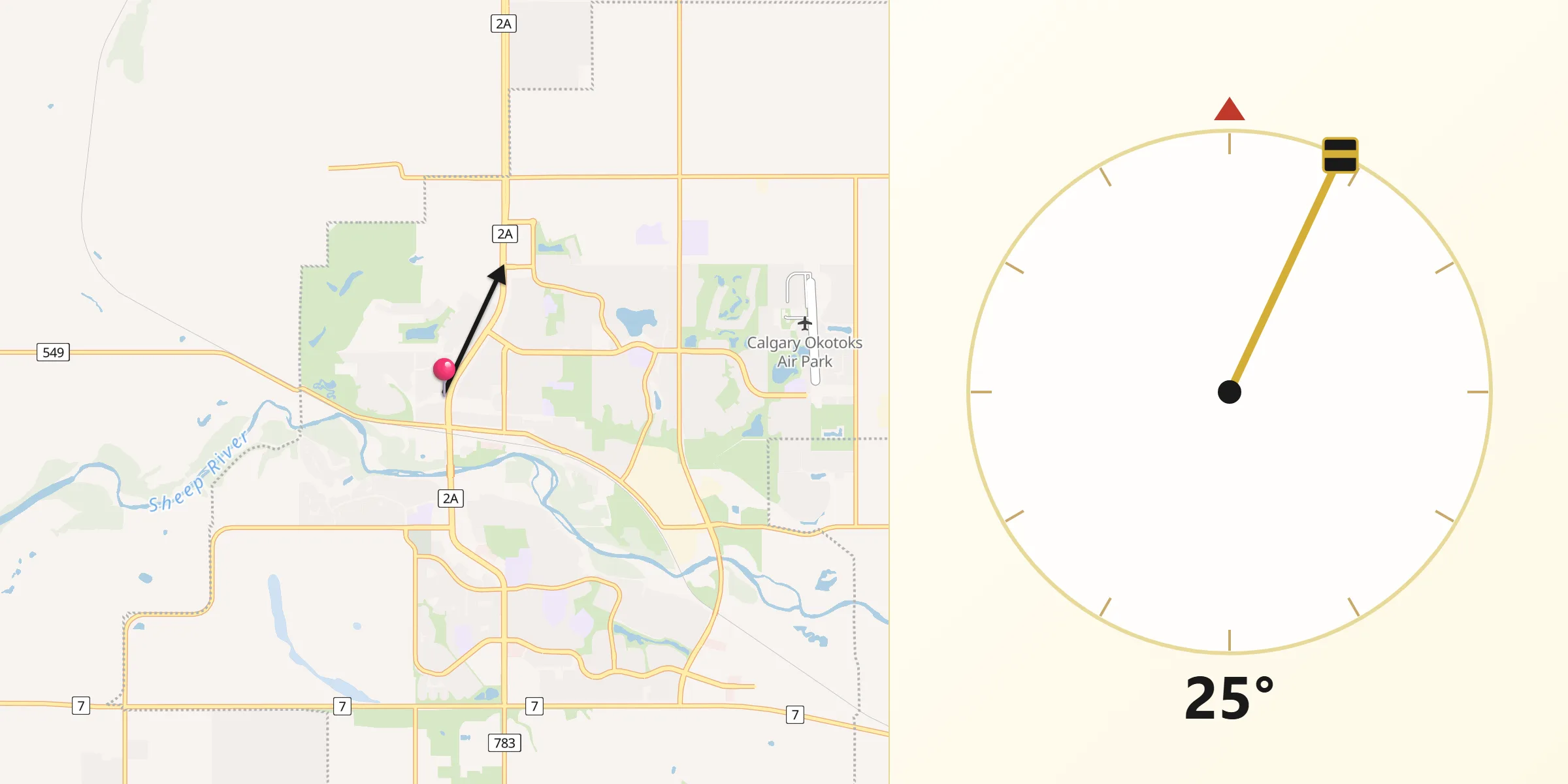 Qibla Direction from Okotoks