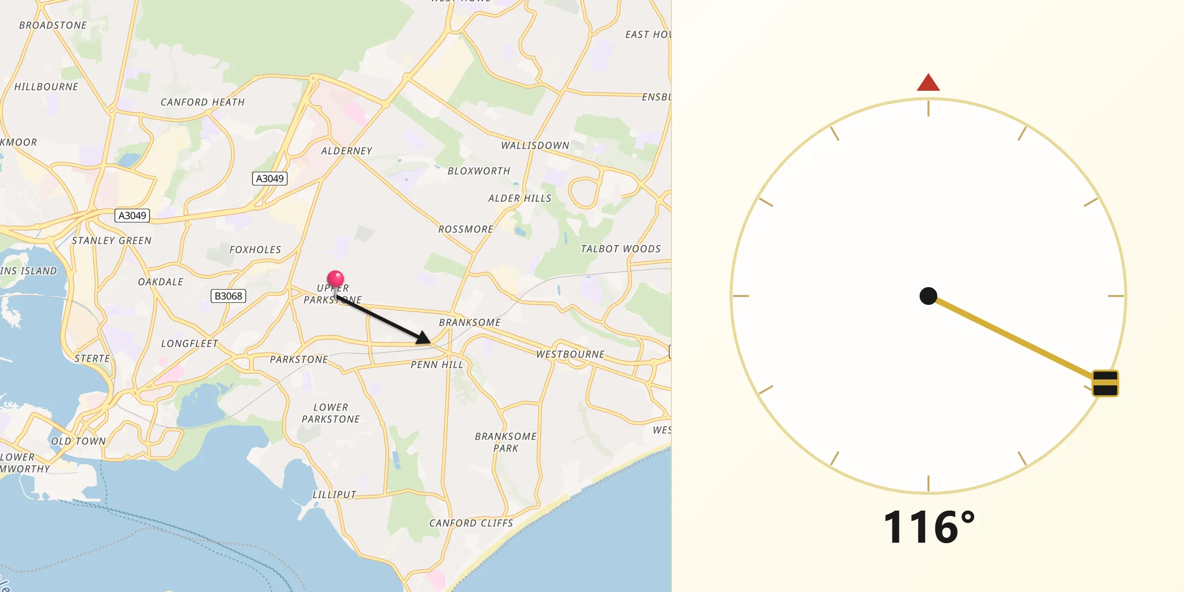 Qibla Direction from Parkstone
