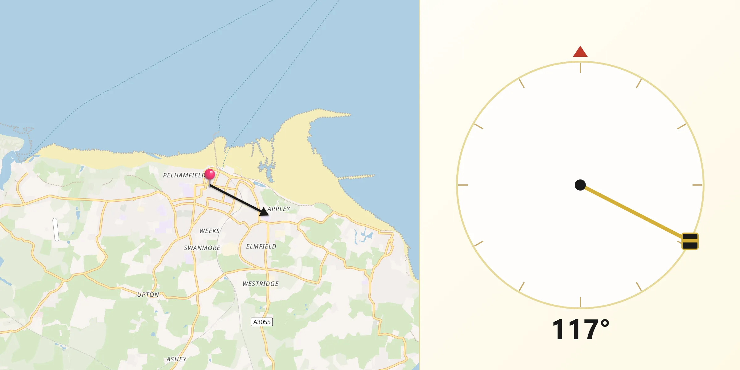 Qibla Direction from Ryde