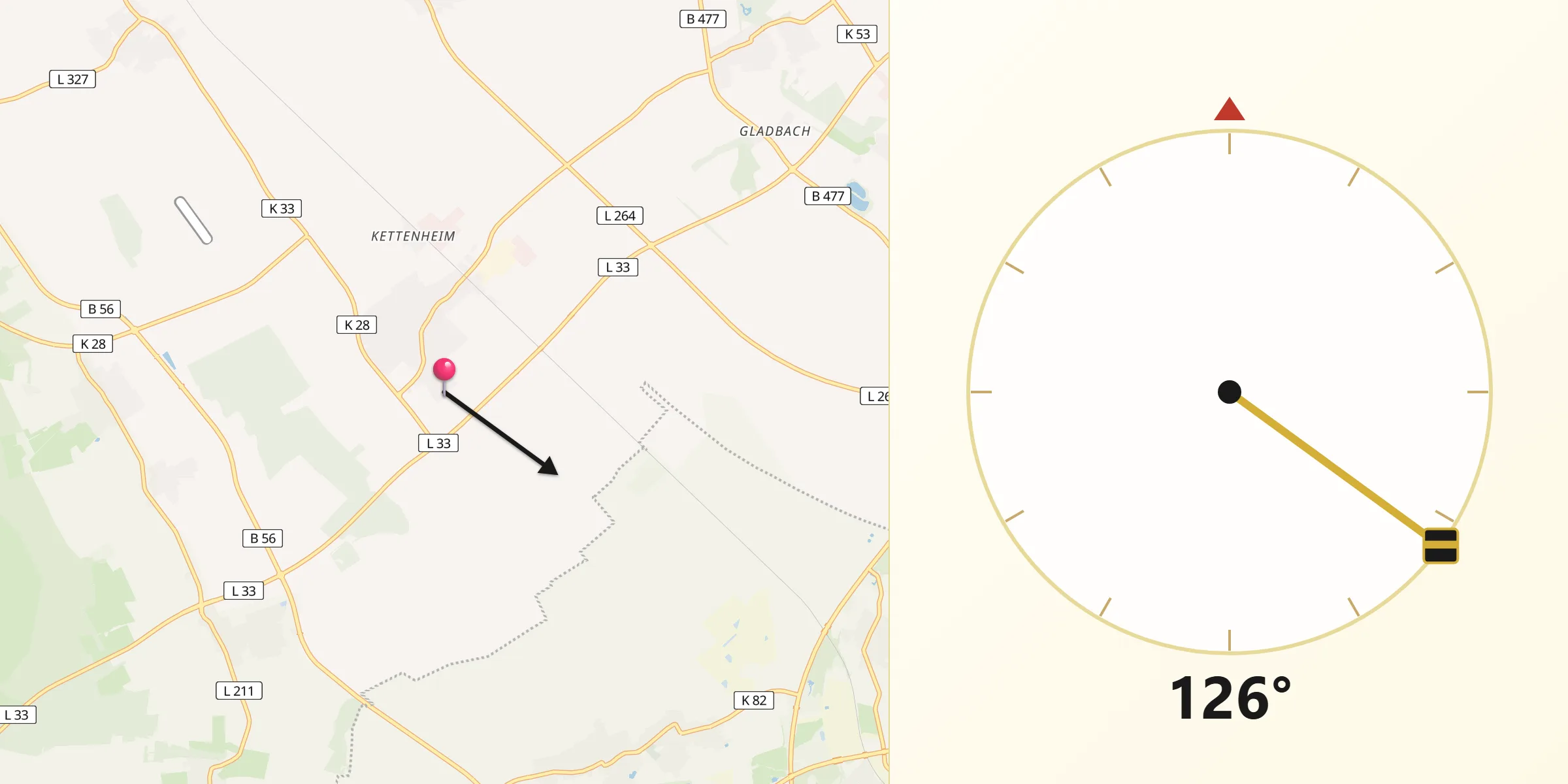 Qibla-Richtung von Vettweiß