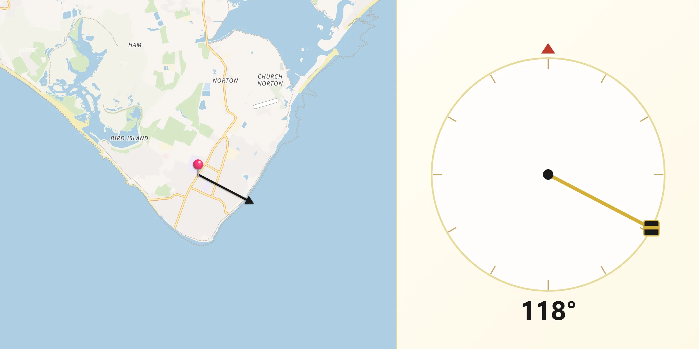 Qibla Direction from Selsey