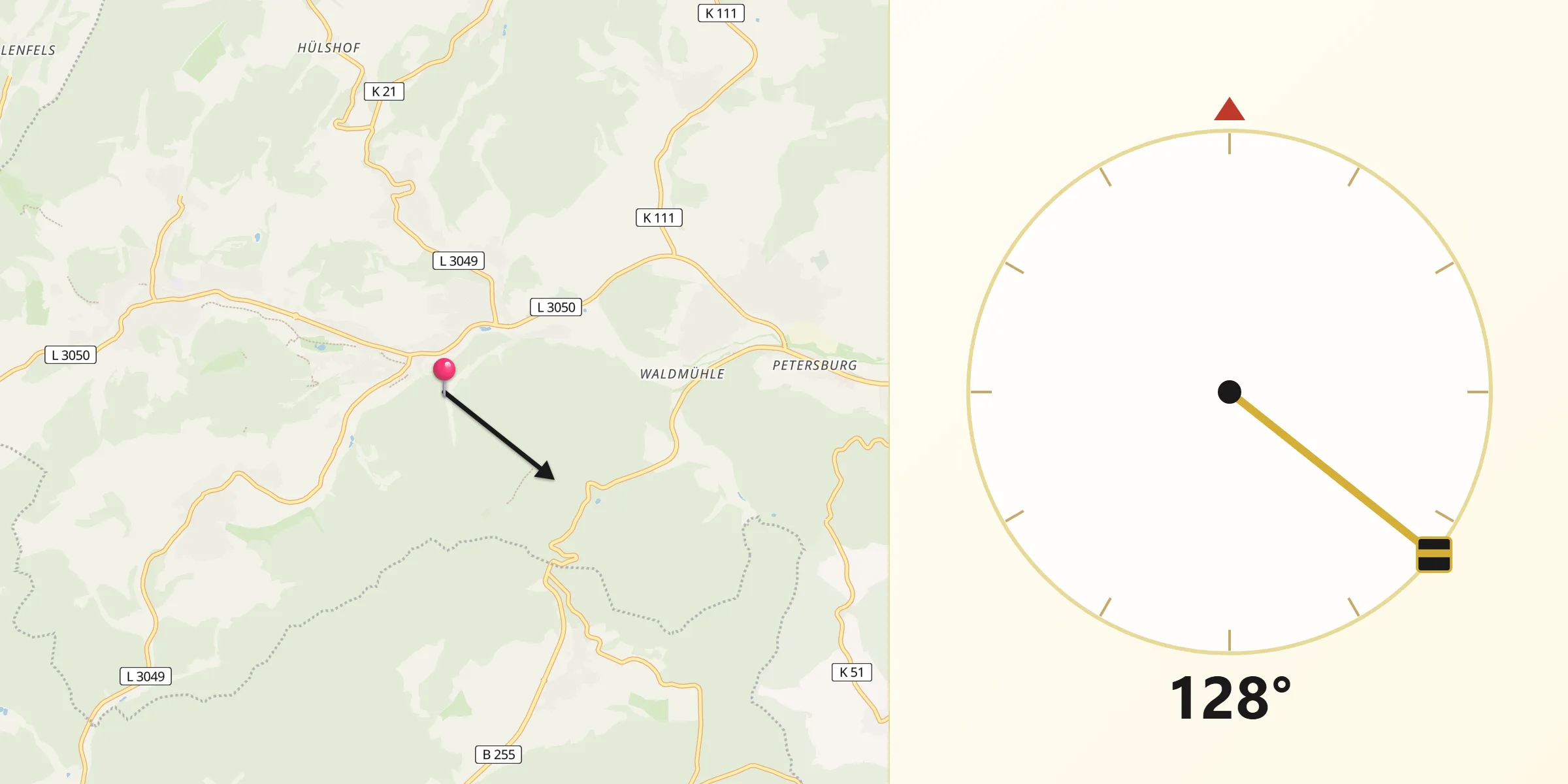 Qibla-Richtung von Bad Endbach