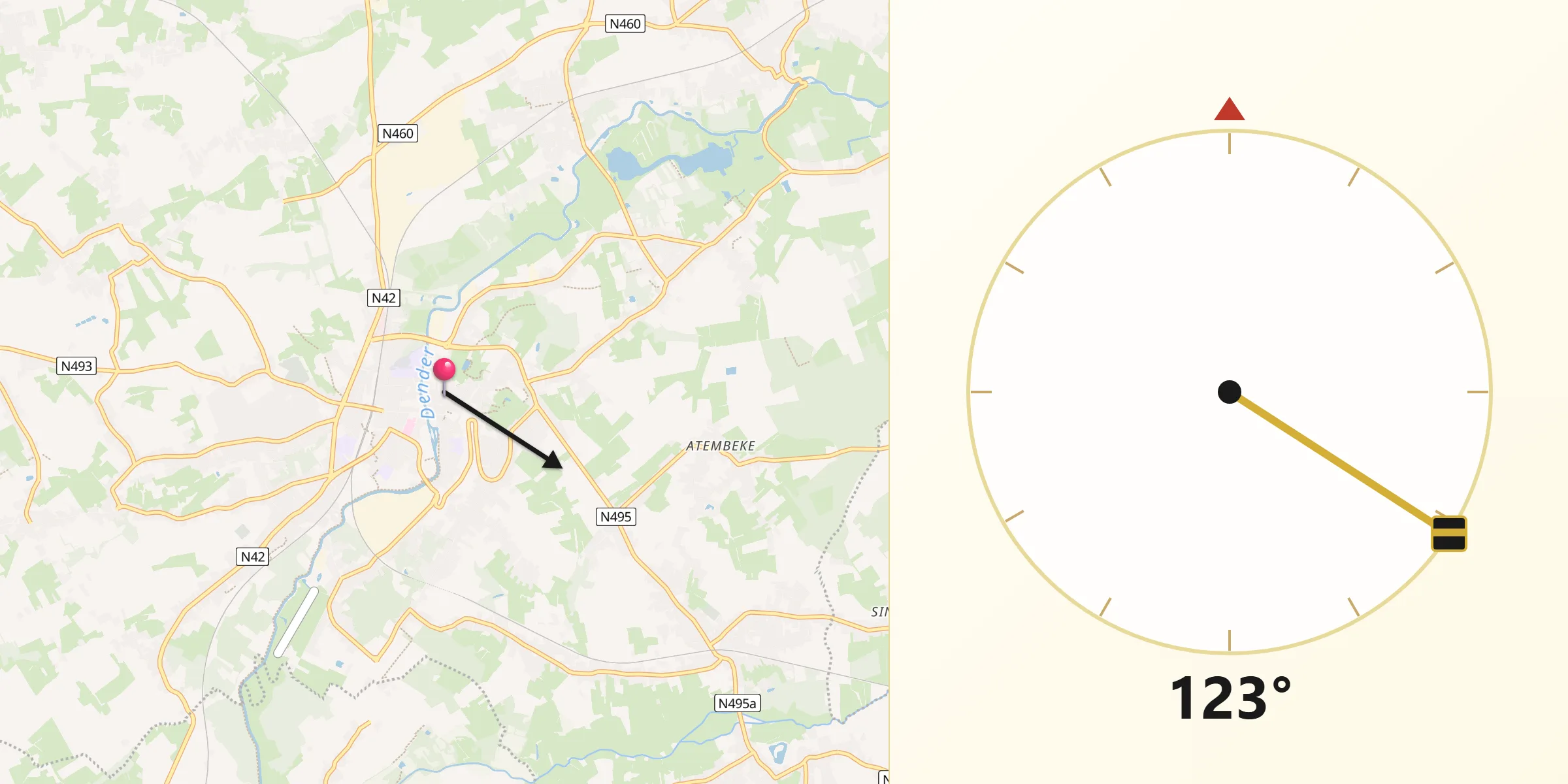 Direction vers la Qibla depuis Grammont