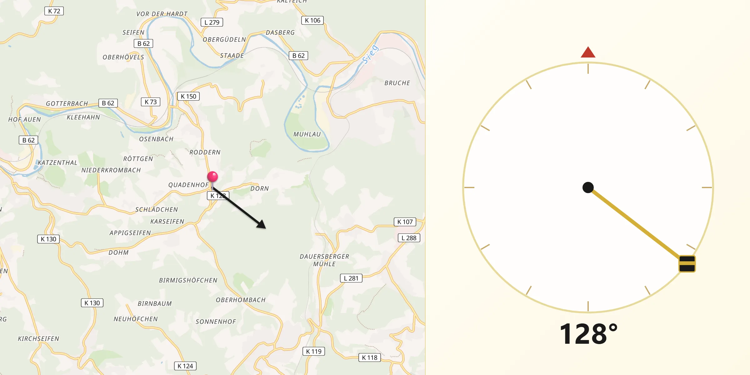 Qibla-Richtung von Mittelhof