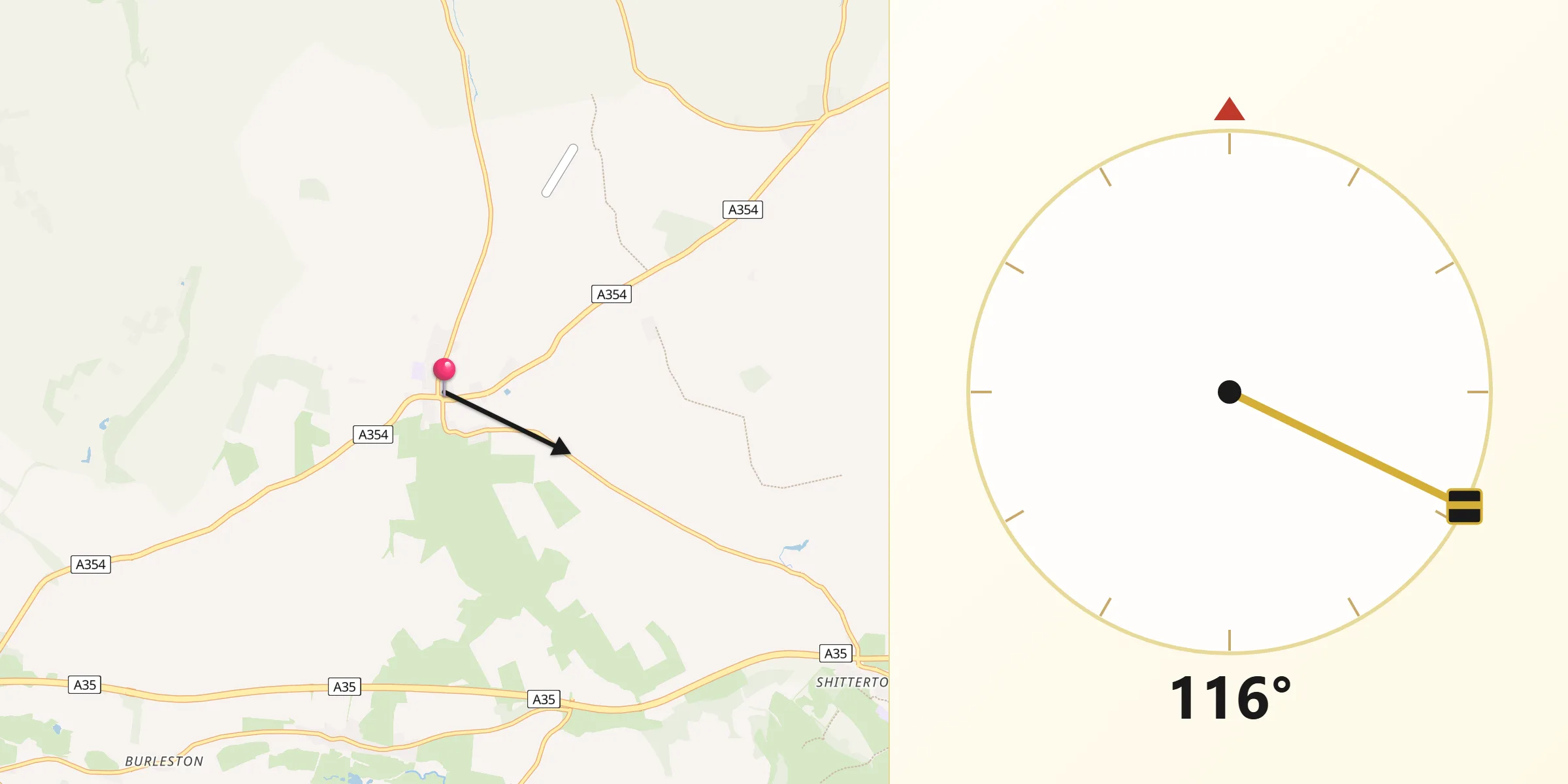 Qibla Direction from Milborne St Andrew