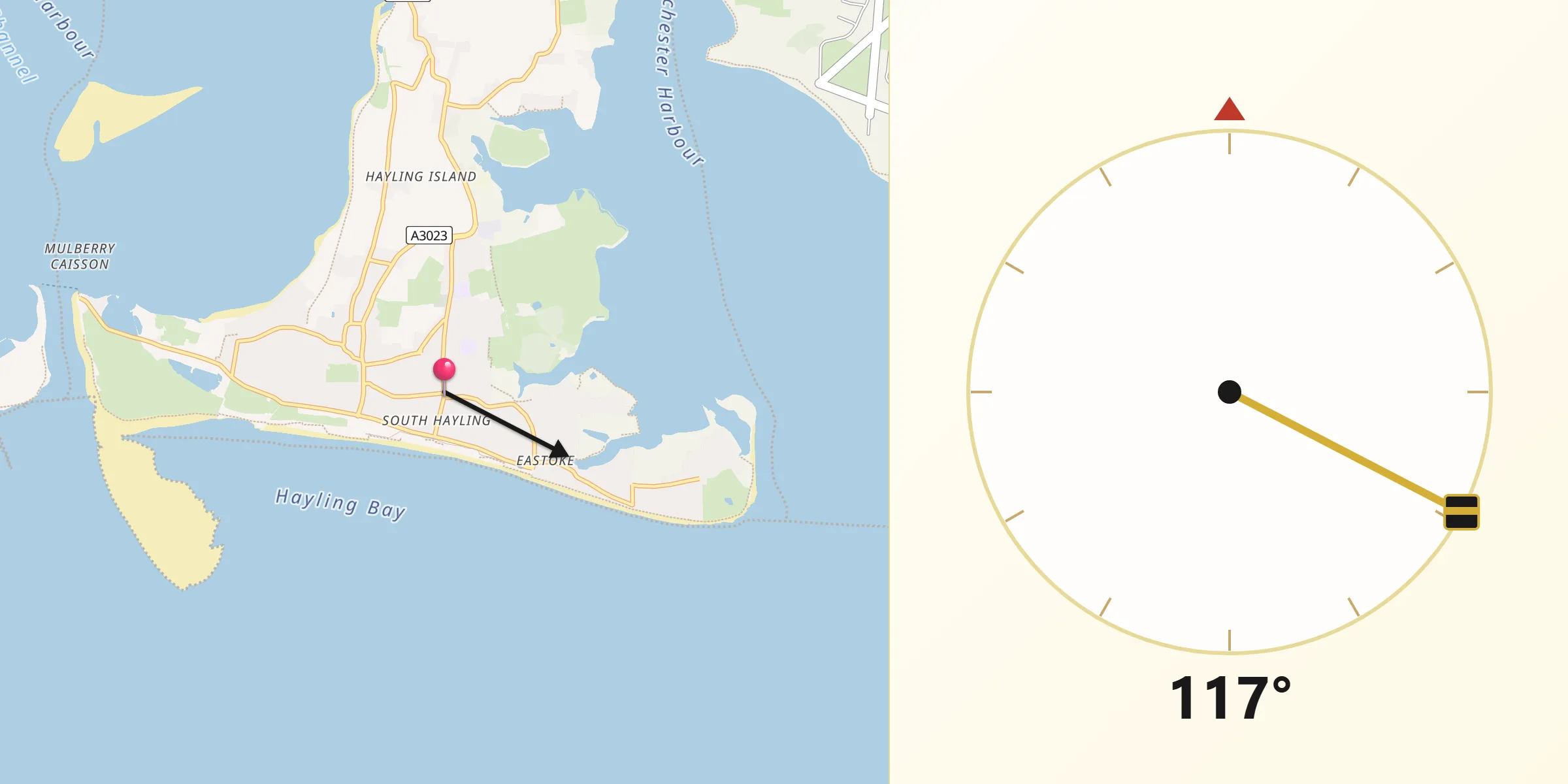 Qibla Direction from South Hayling