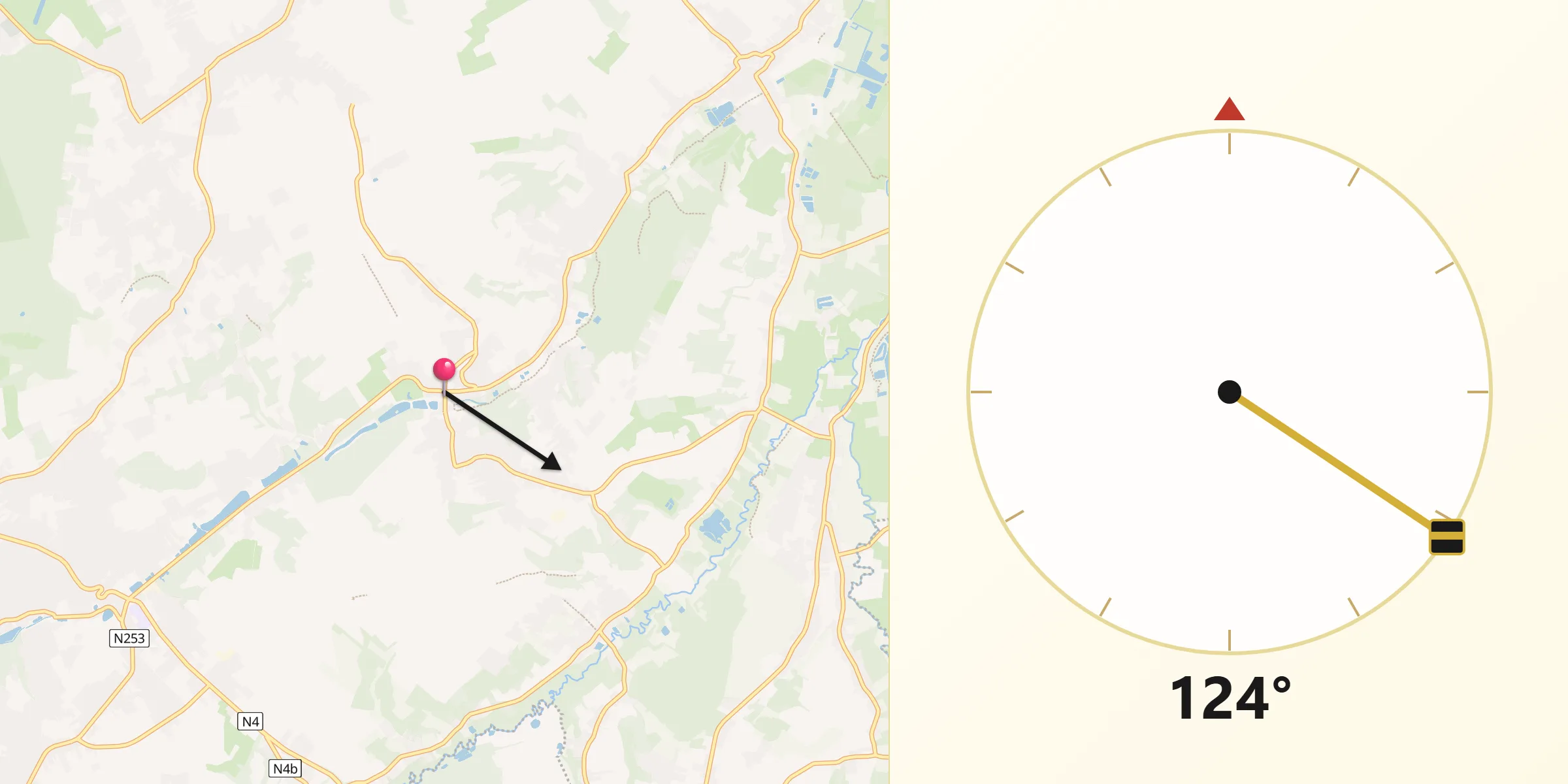 Direction vers la Qibla depuis Huldenberg