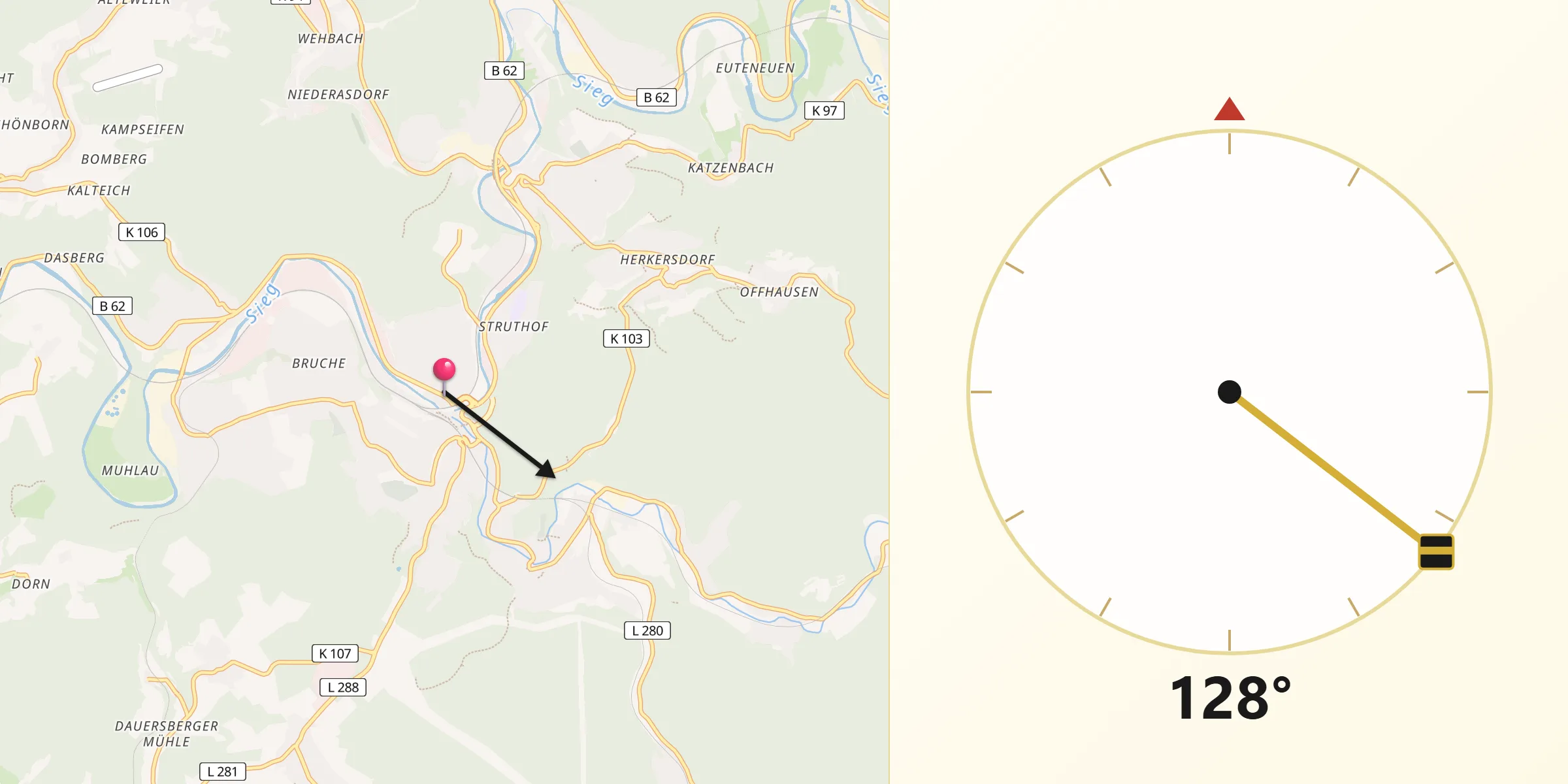 Qibla-Richtung von Betzdorf