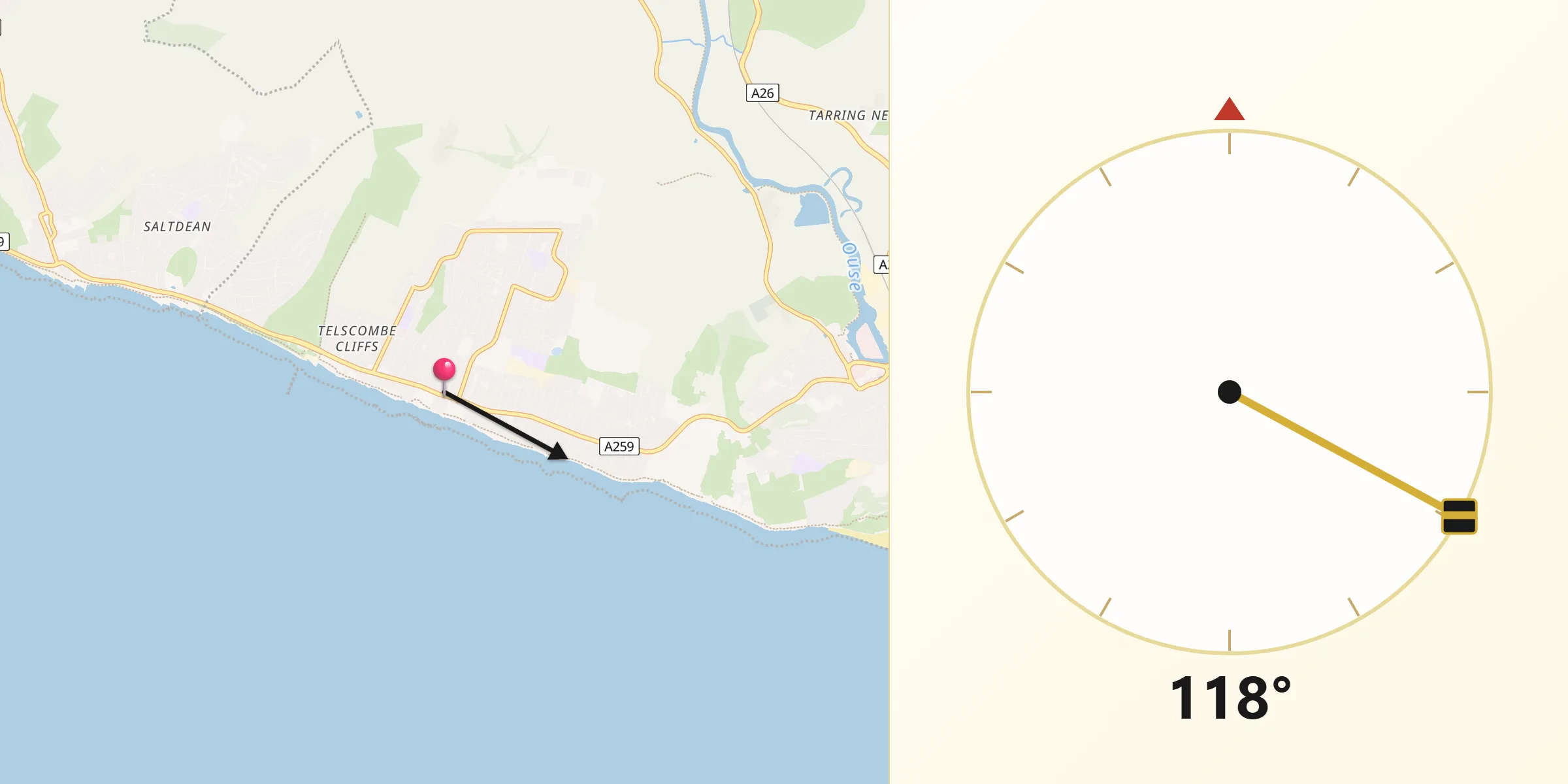 Qibla Direction from Peacehaven