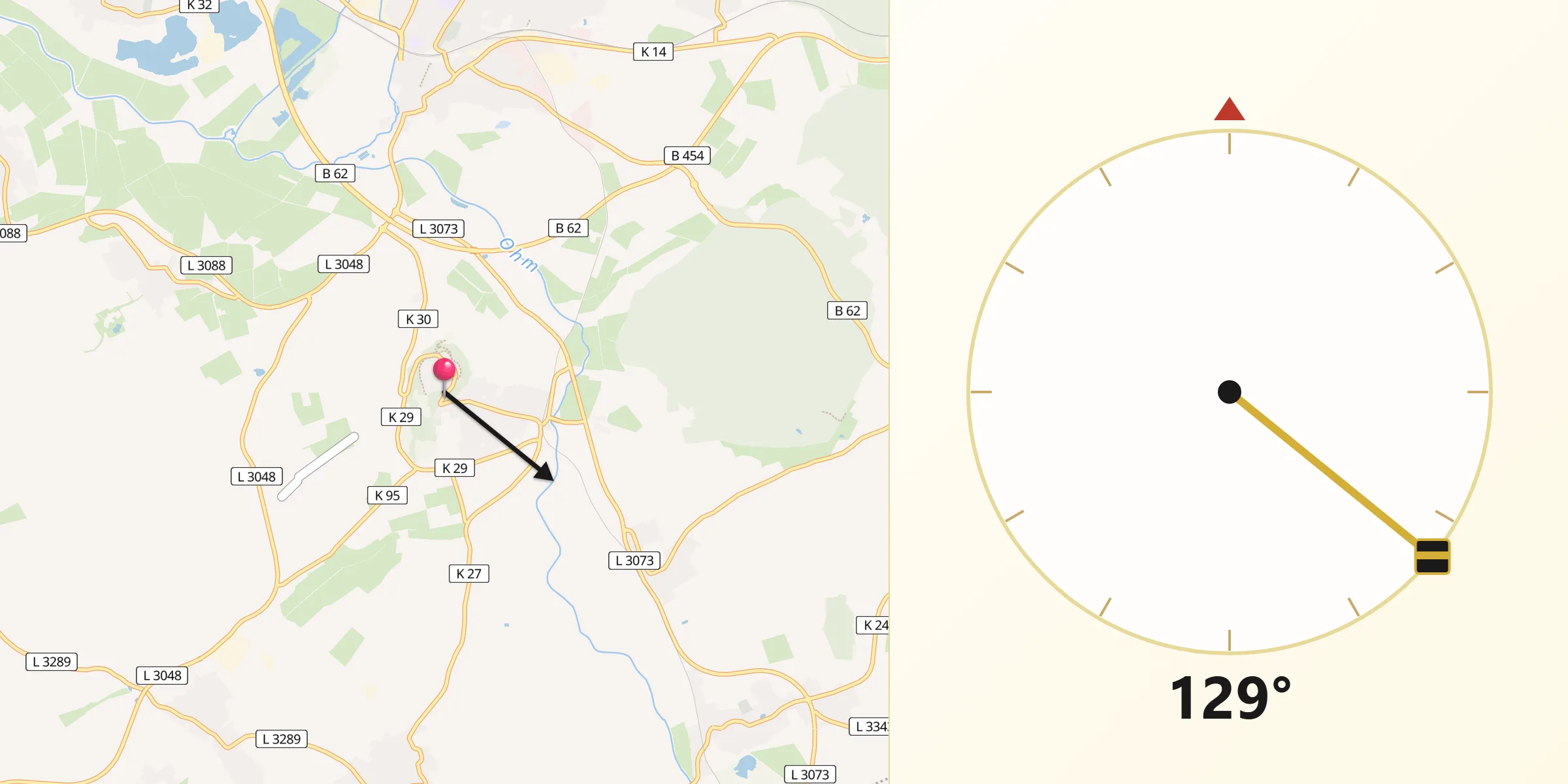 Qibla-Richtung von Amöneburg
