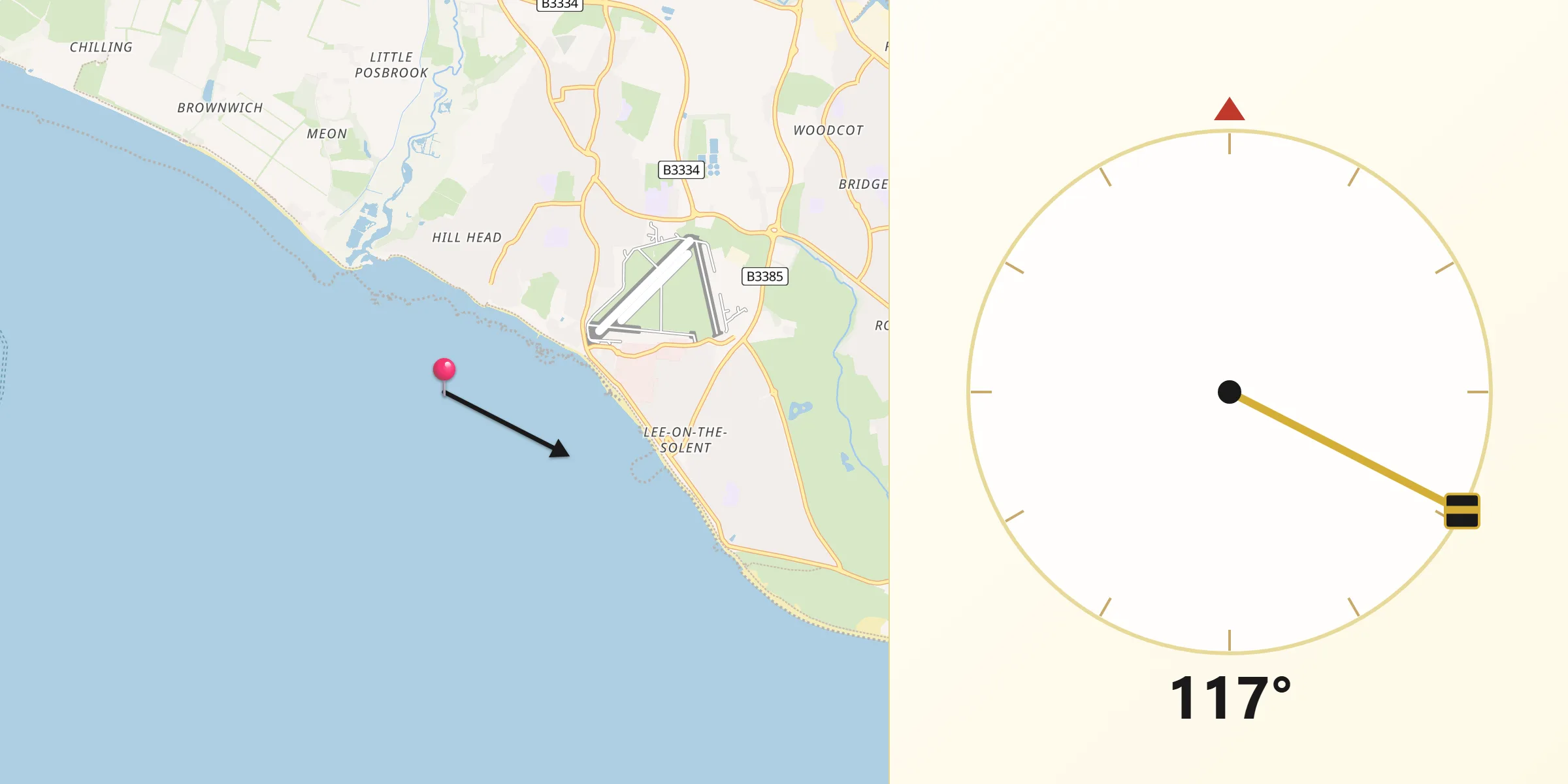 Qibla Direction from Gosport