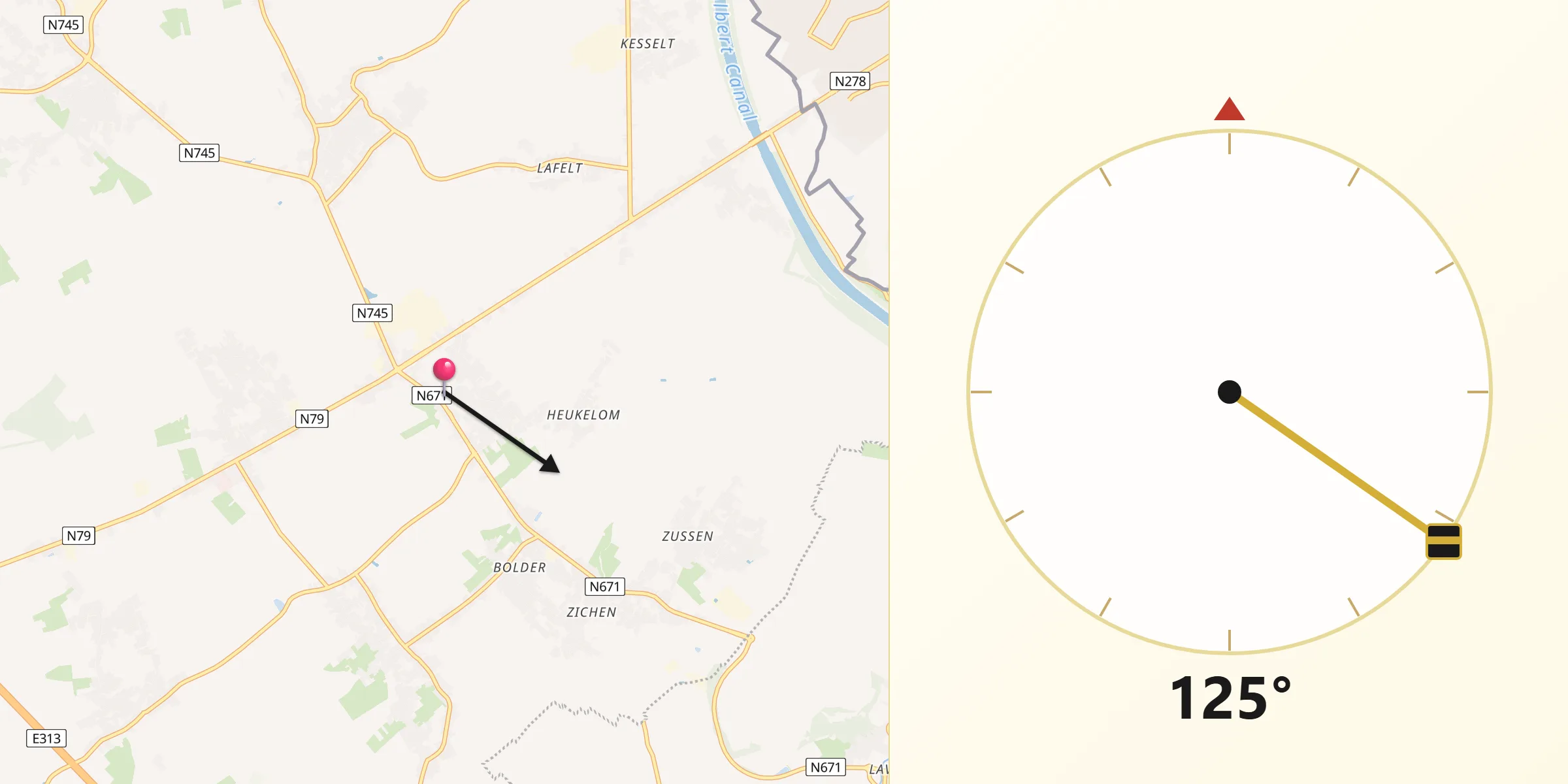 Qibla Richting vanaf Riemst