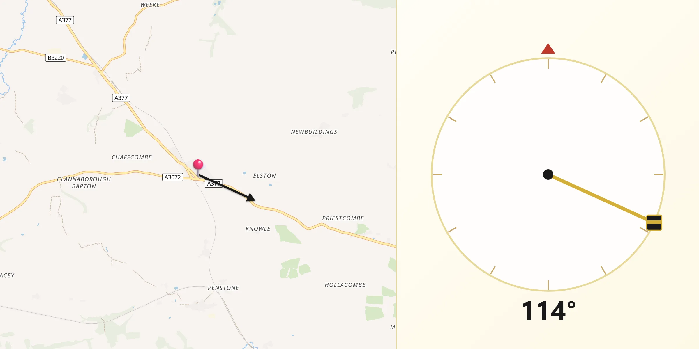 Qibla Direction from Copplestone