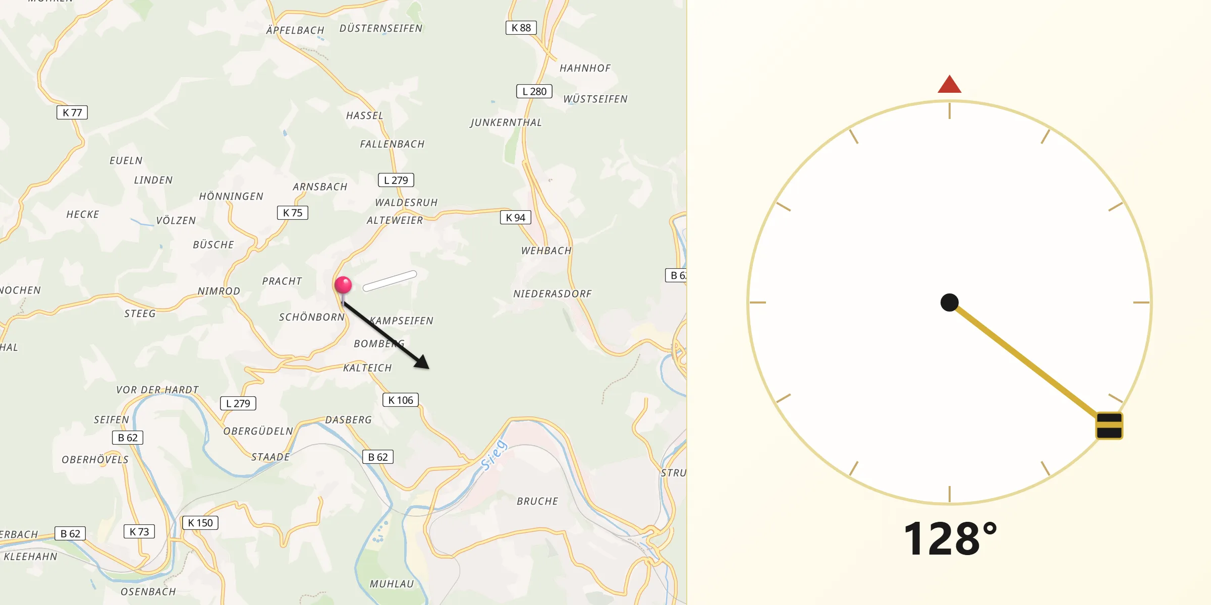 Qibla-Richtung von Katzwinkel
