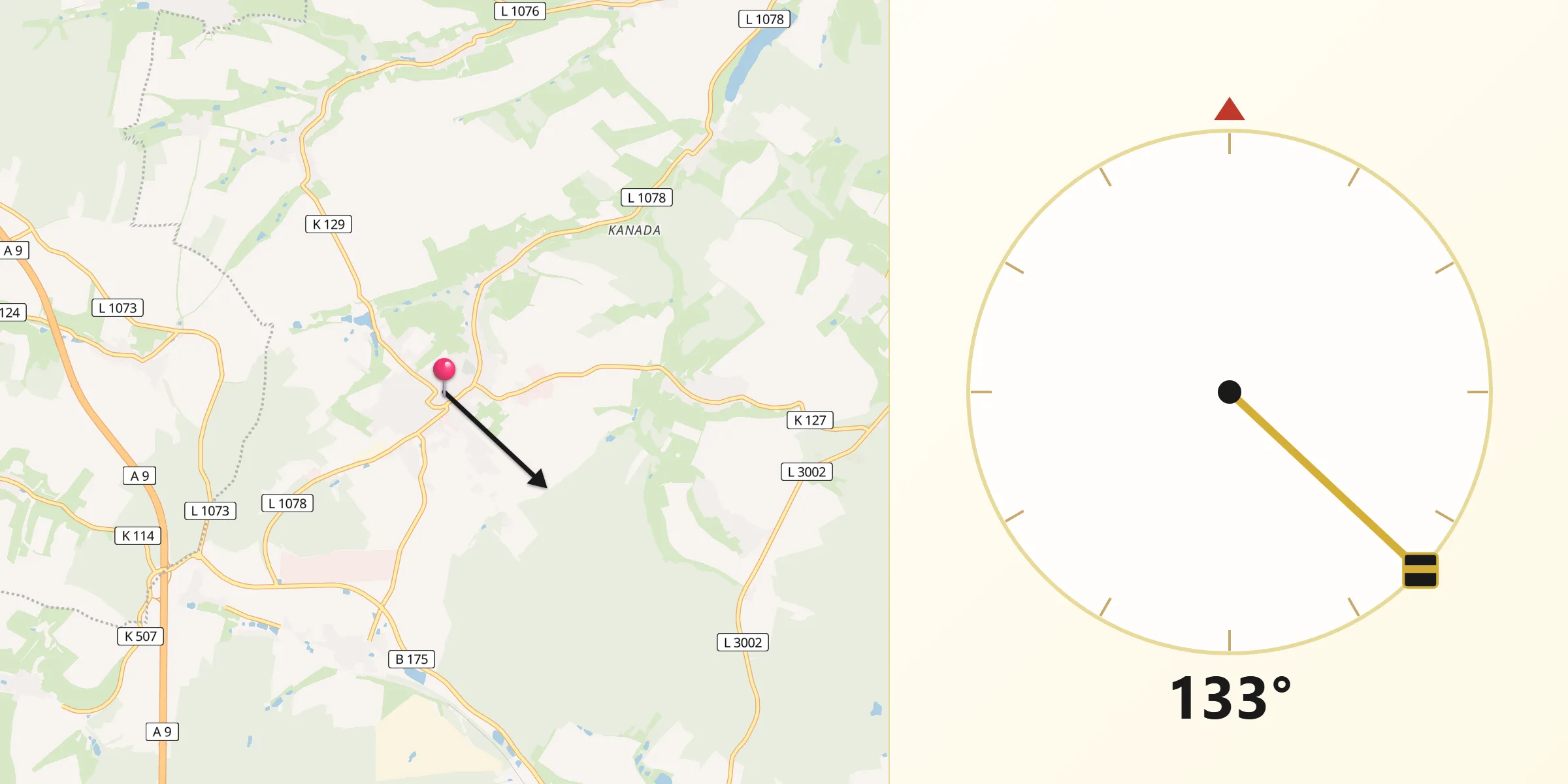 Qibla-Richtung von Münchenbernsdorf